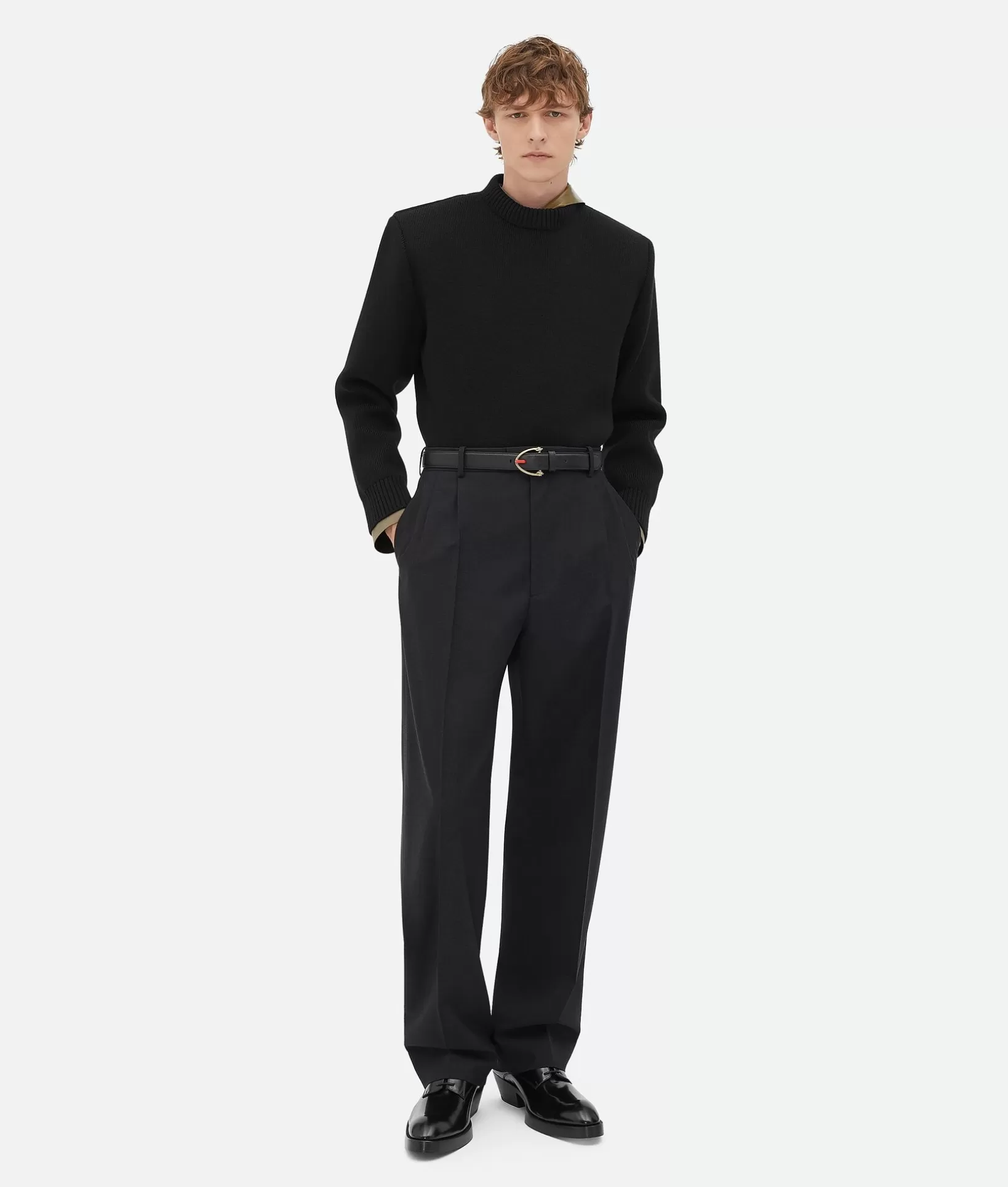 Knitwear>Bottega Veneta Classic Wool Tailored Jumper Black