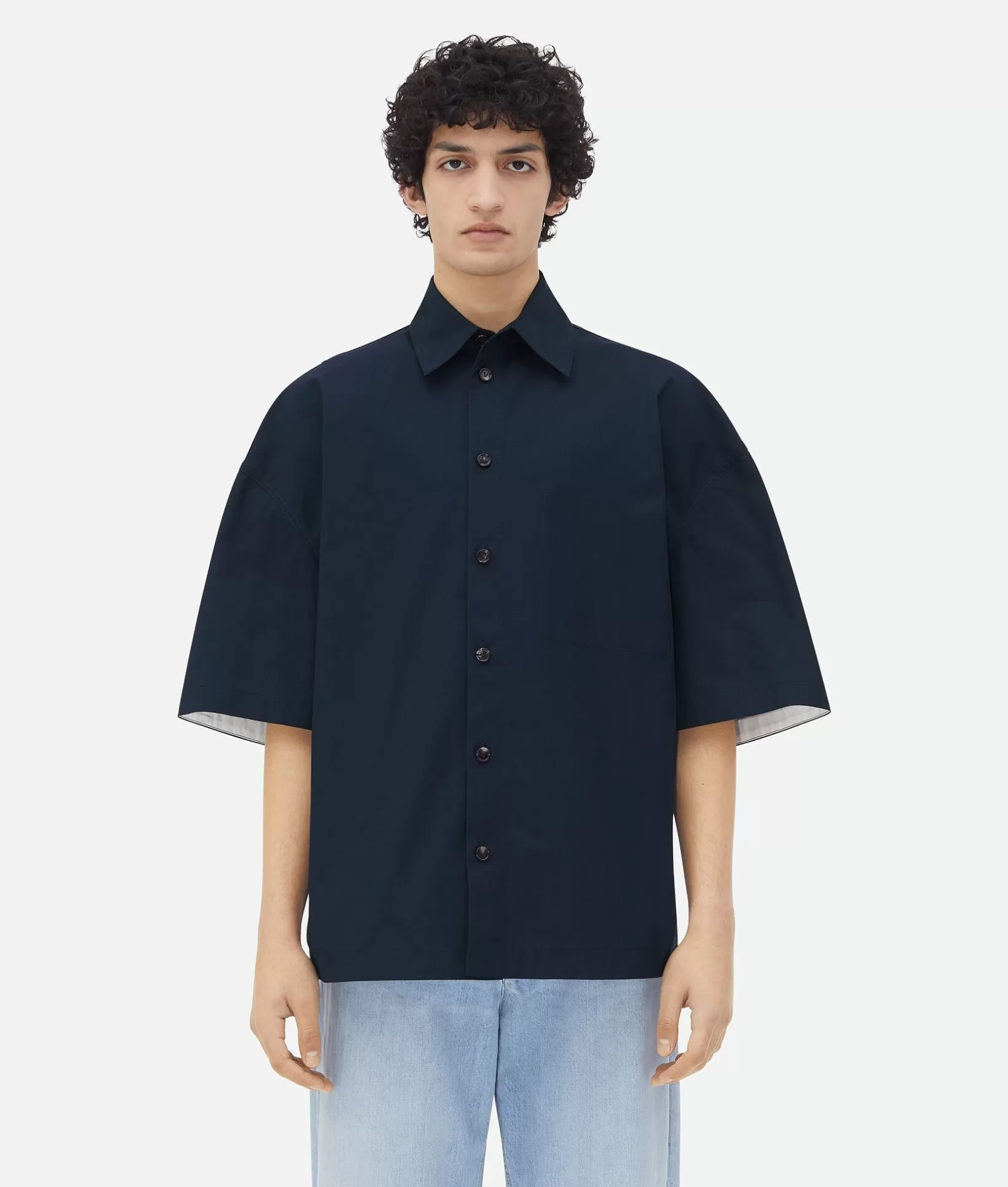 Shirts>Bottega Veneta Compact Cotton Shirt Wave