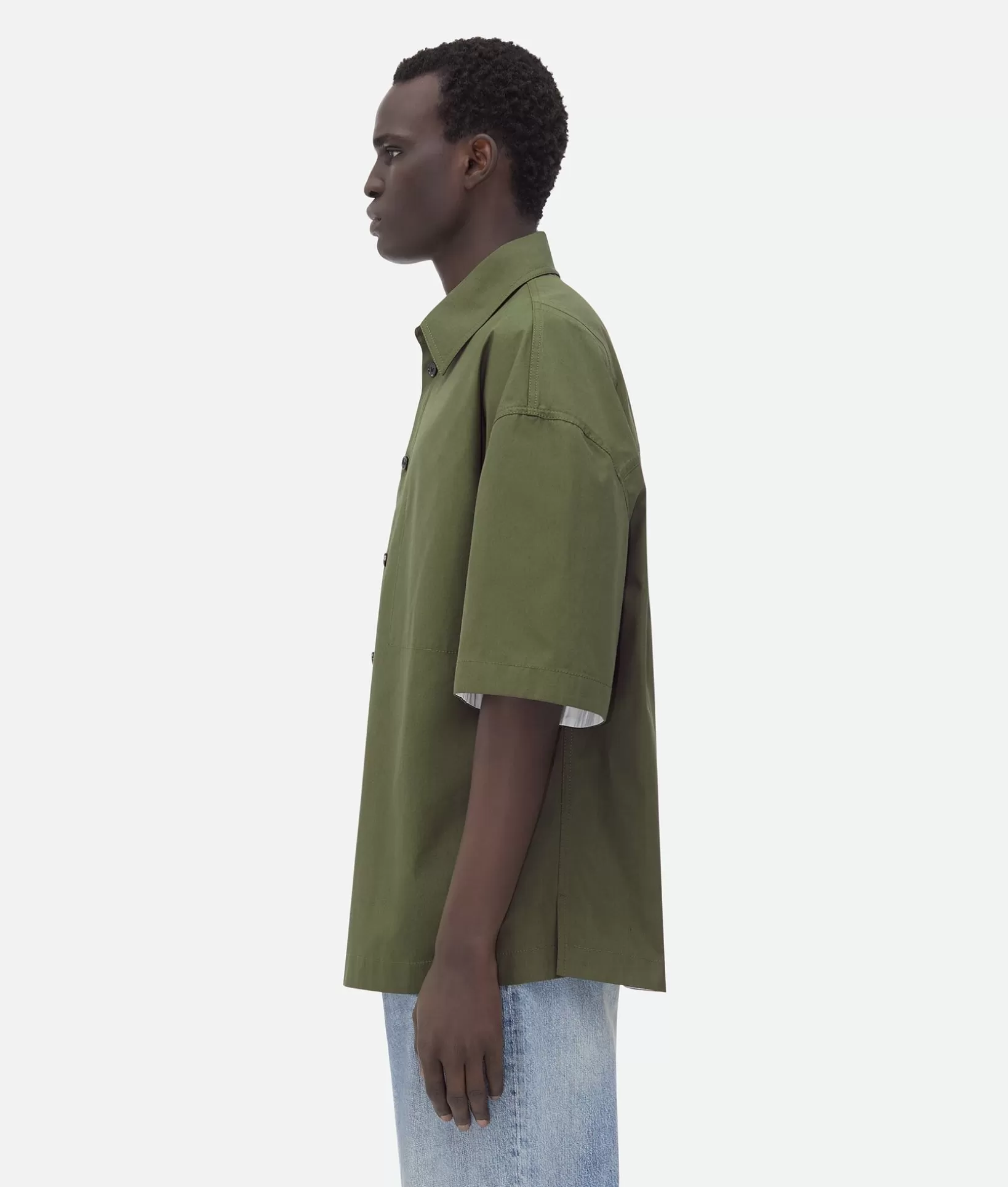 Shirts>Bottega Veneta Compact Cotton Shirt Thyme