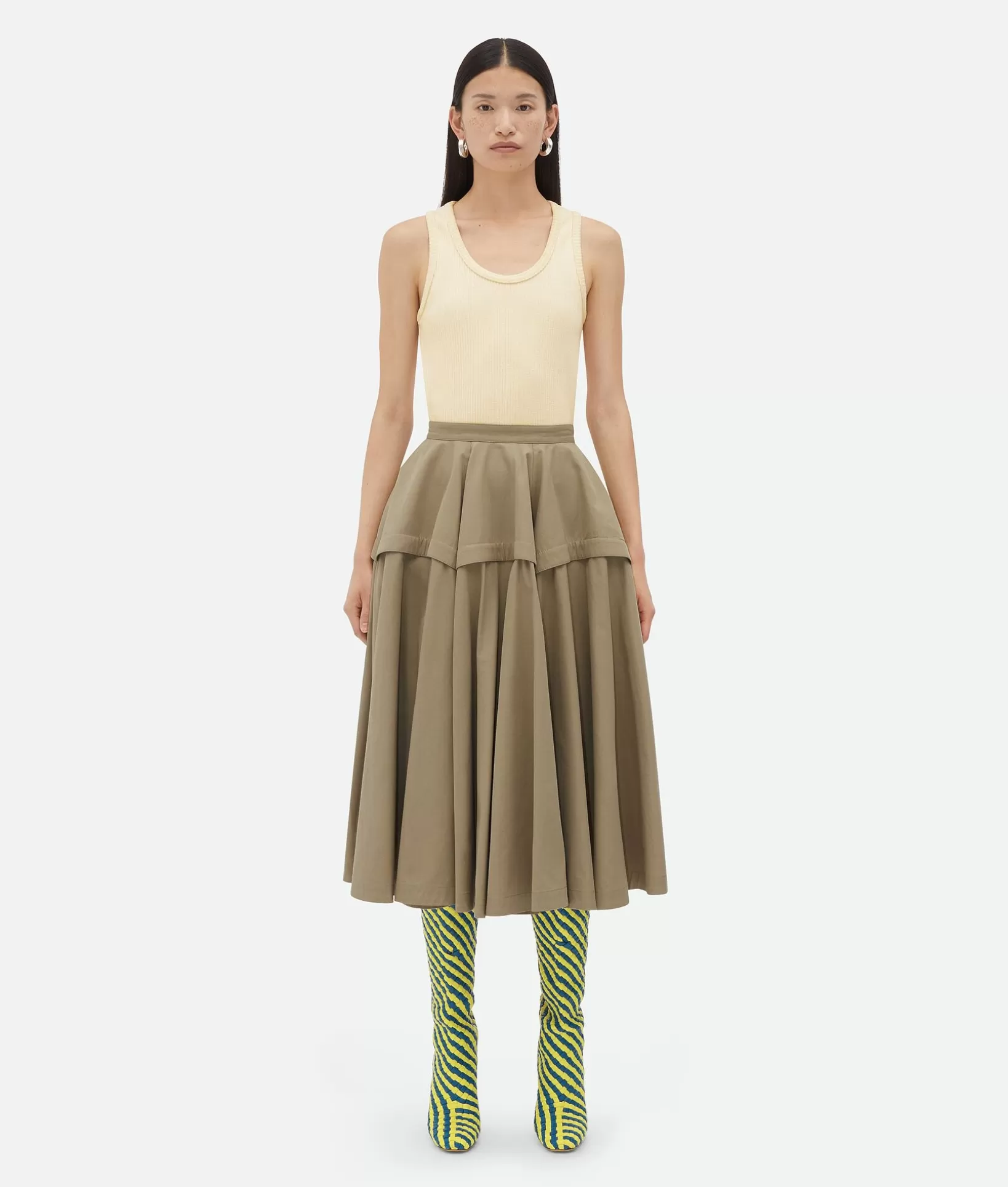 Skirts>Bottega Veneta Compact Cotton Skirt Sand