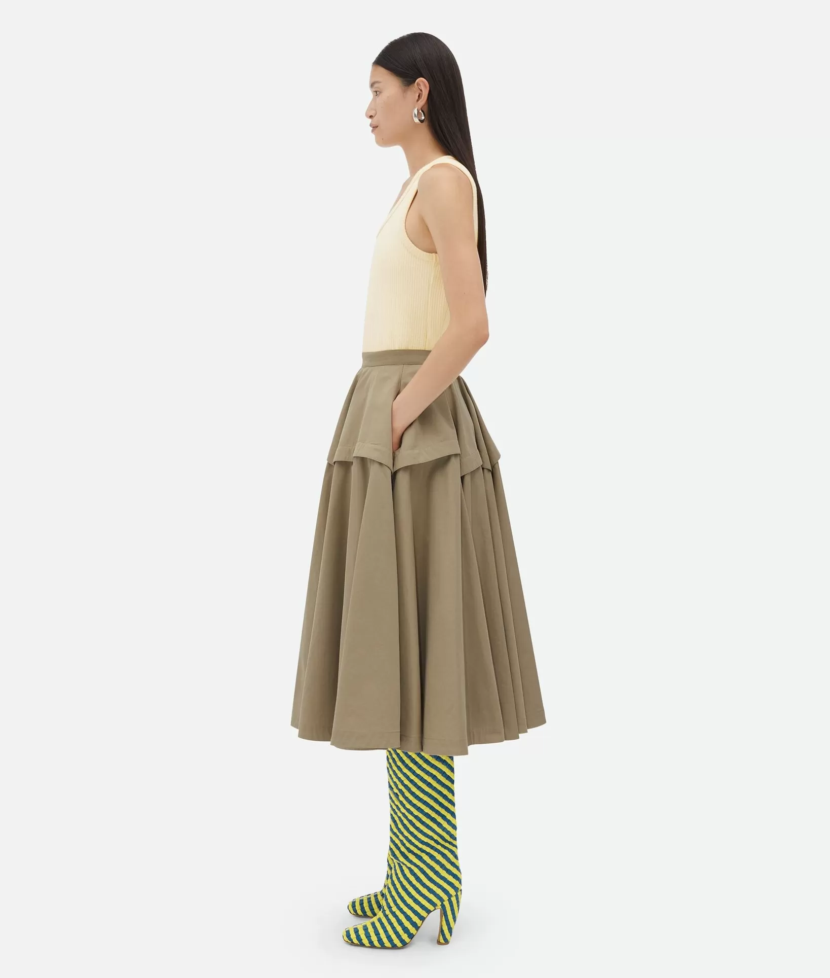 Skirts>Bottega Veneta Compact Cotton Skirt Sand