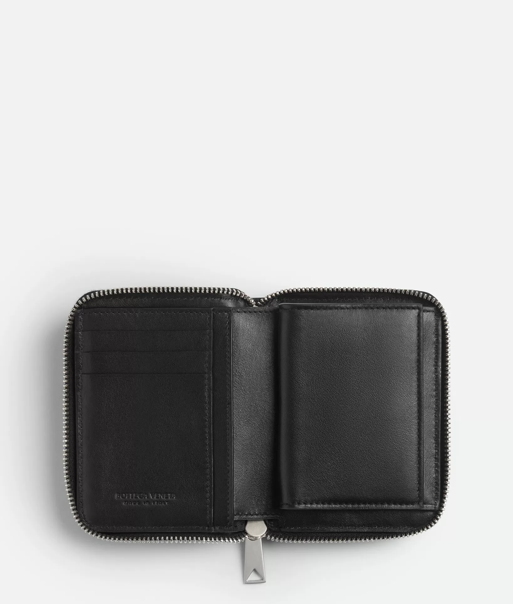 Small Wallets>Bottega Veneta Compact Zip Around Wallet Black