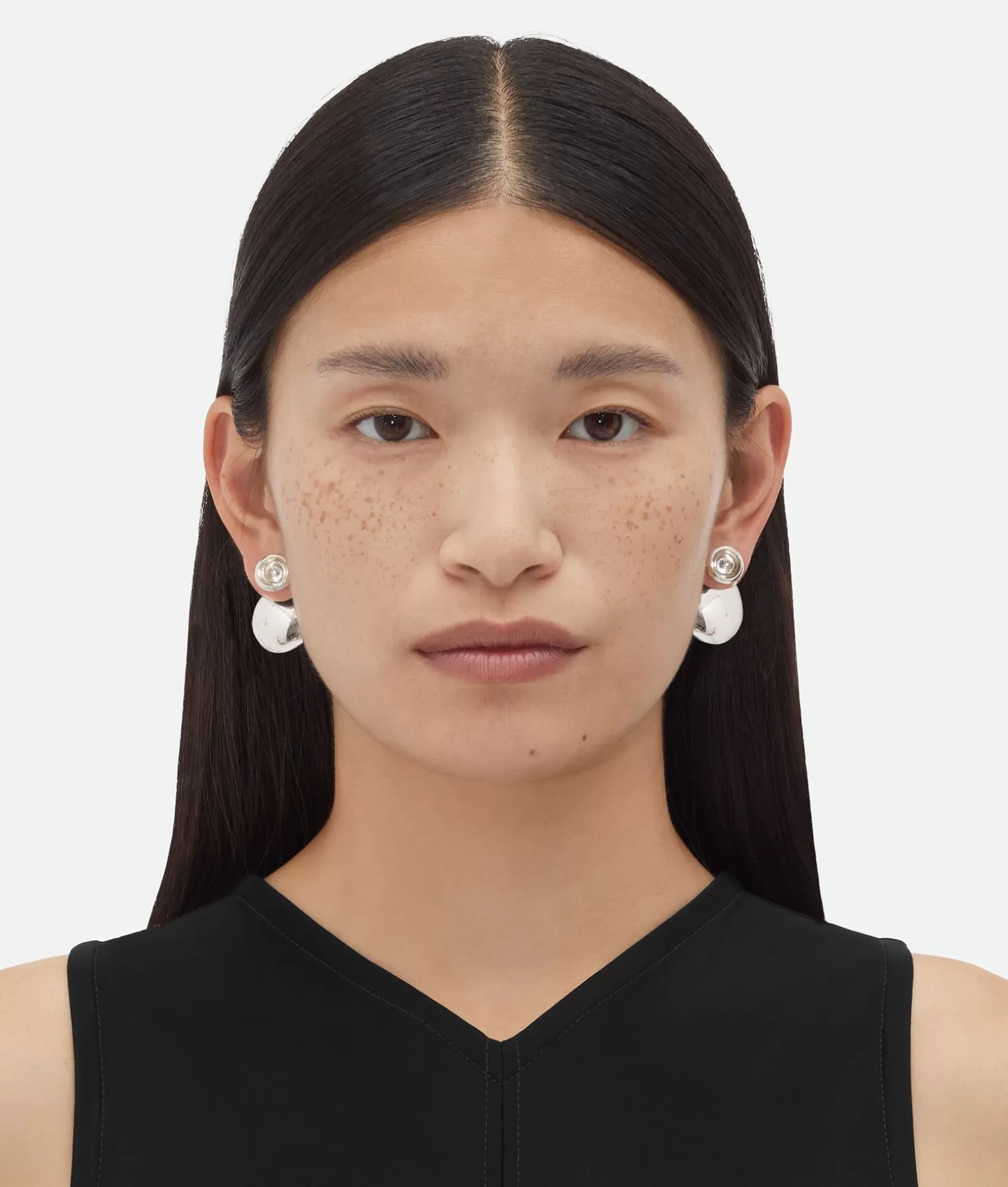 Earrings>Bottega Veneta Concave Earrings Silver