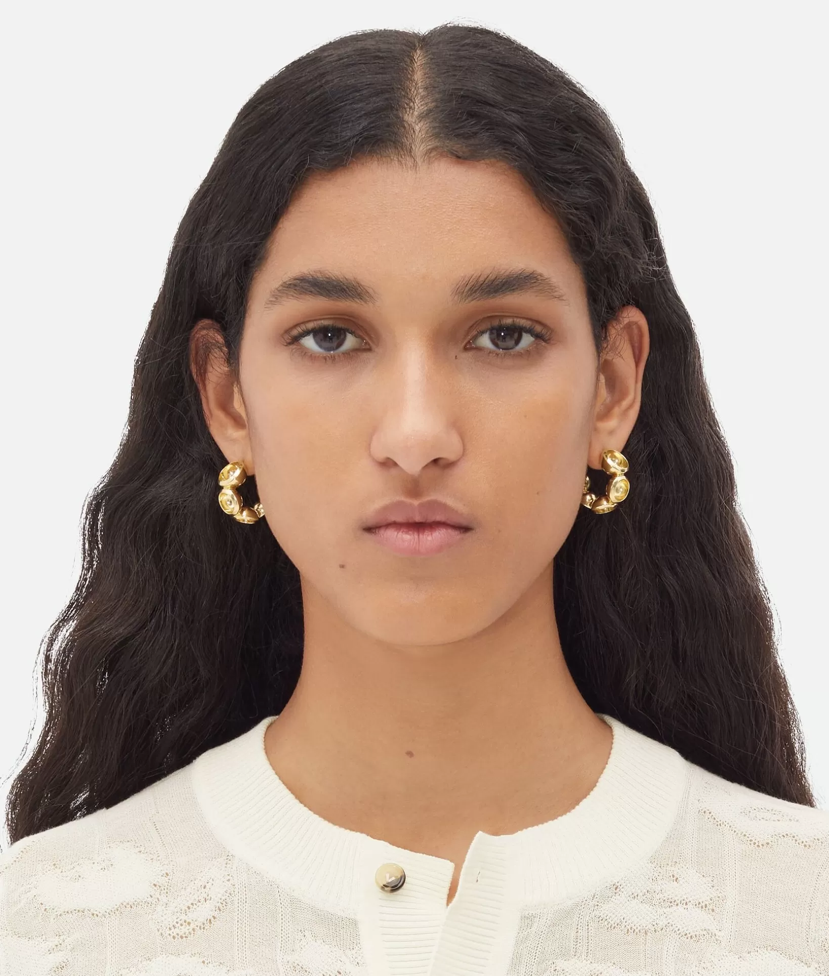 Earrings>Bottega Veneta Concave Hoop Earrings Yellow gold