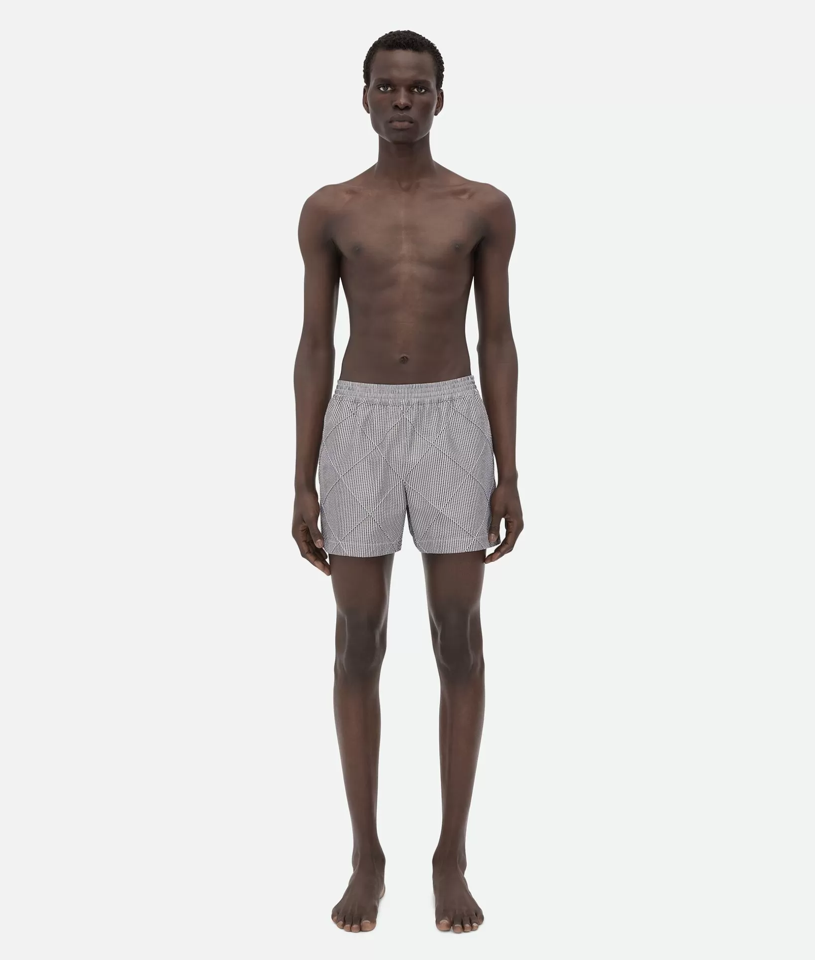 Swimwear>Bottega Veneta Cotton And Nylon Intreccio Swim Shorts Chalk/iron