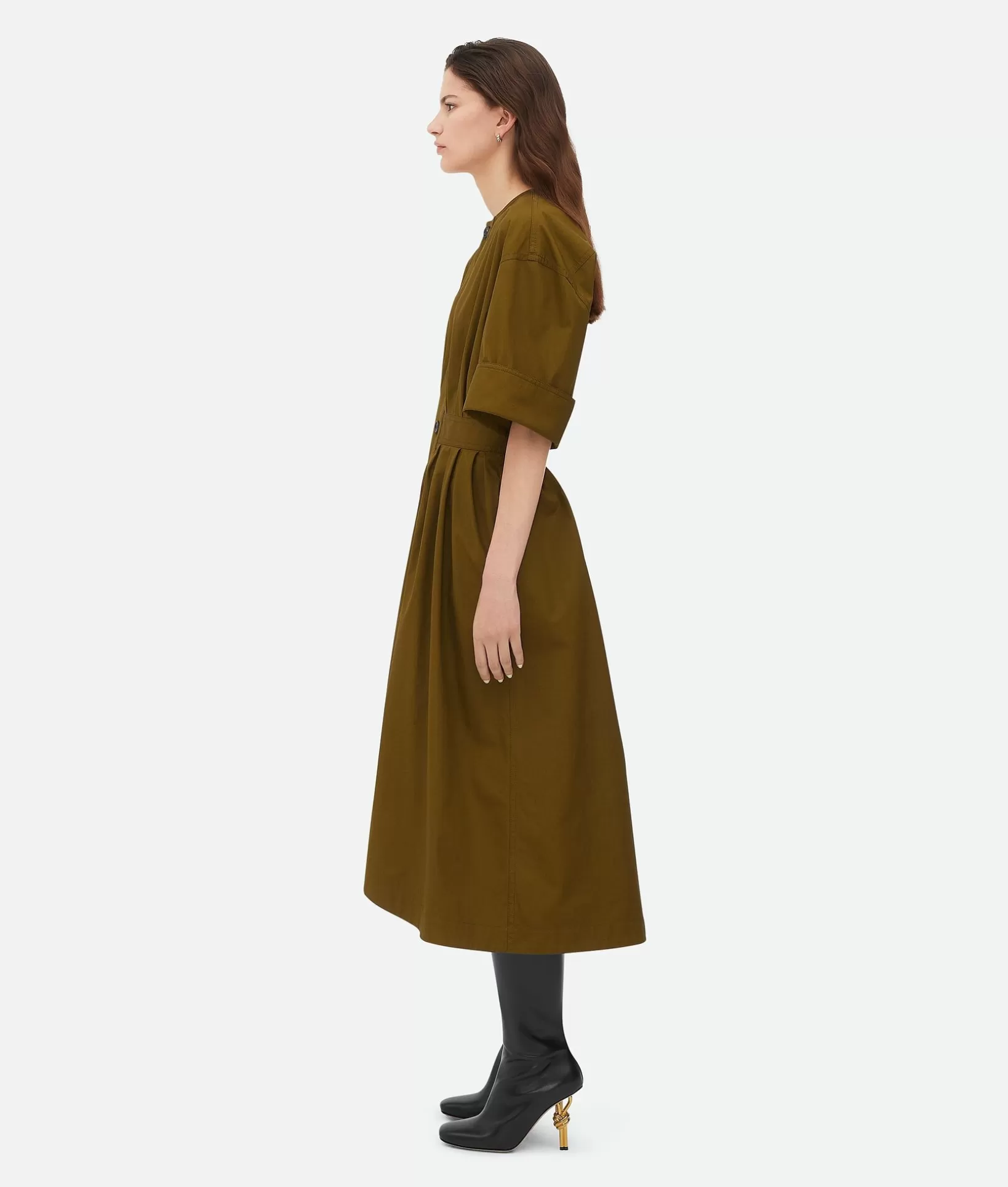 Dresses>Bottega Veneta Cotton Canvas Dress Olive oil