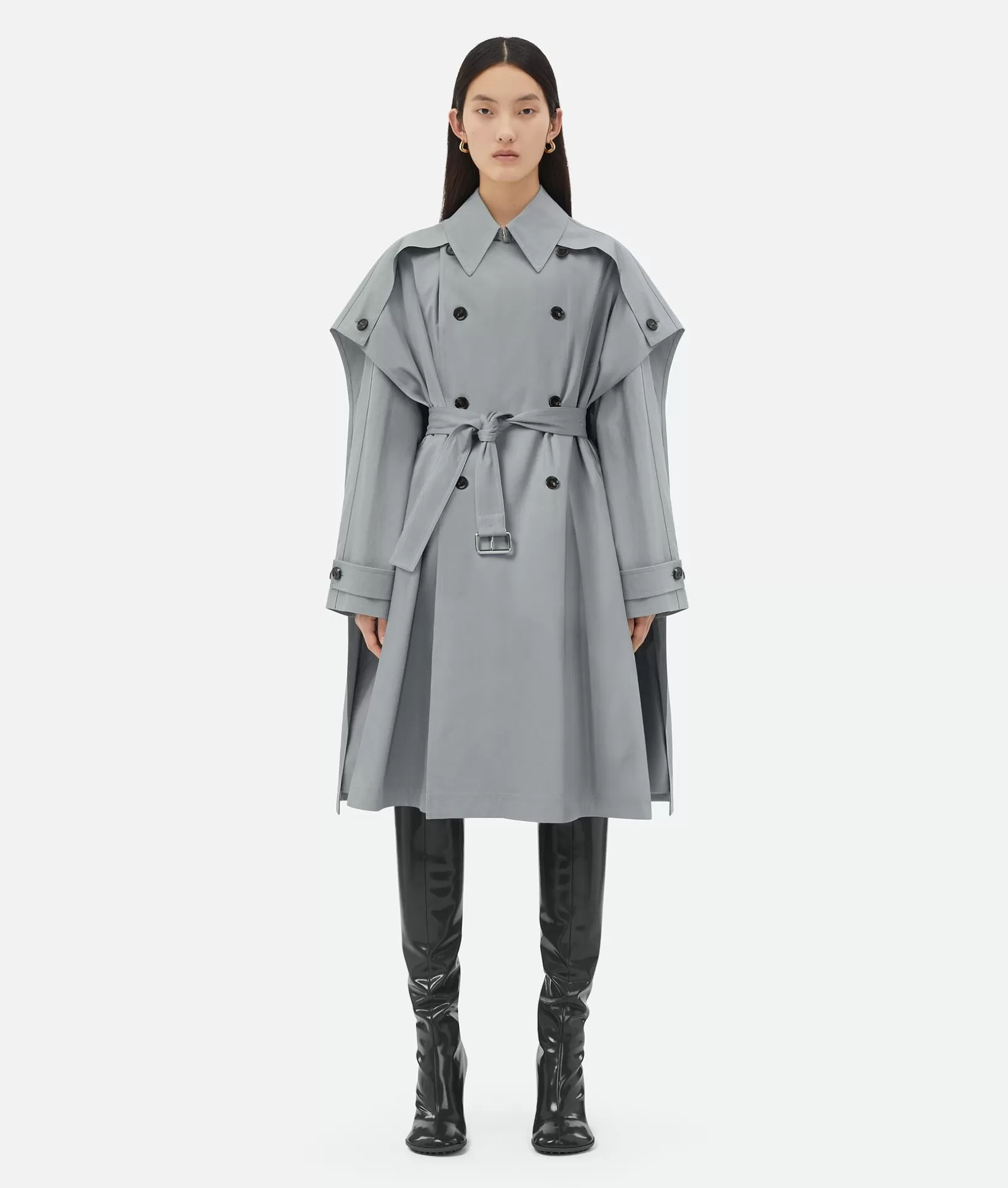 Coats>Bottega Veneta Cotton Cape Trench Vapor