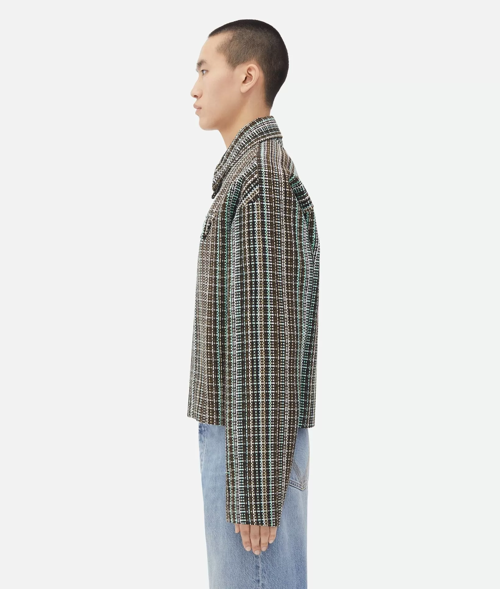 Jackets>Bottega Veneta Cotton Check Jacket Black/brown/mint