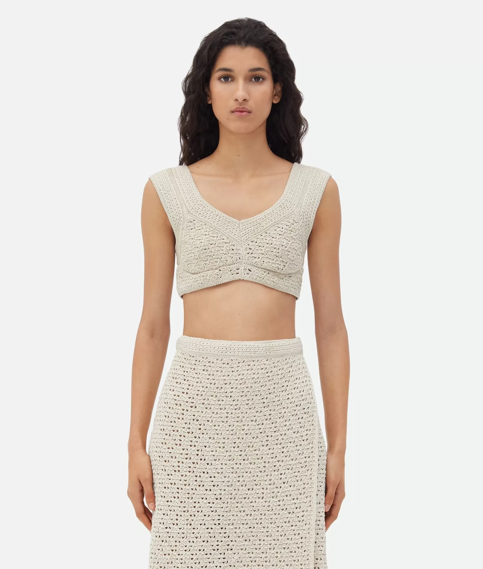 Tops And T-Shirts>Bottega Veneta Cotton Crochet Bra Bone/cloud