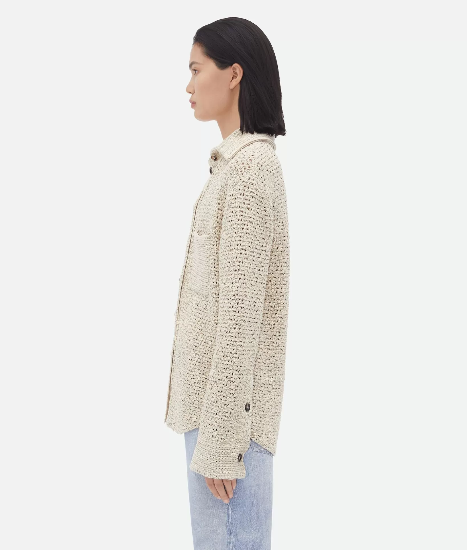 Shirts | Knitwear>Bottega Veneta Cotton Crochet Shirt Bone/cloud