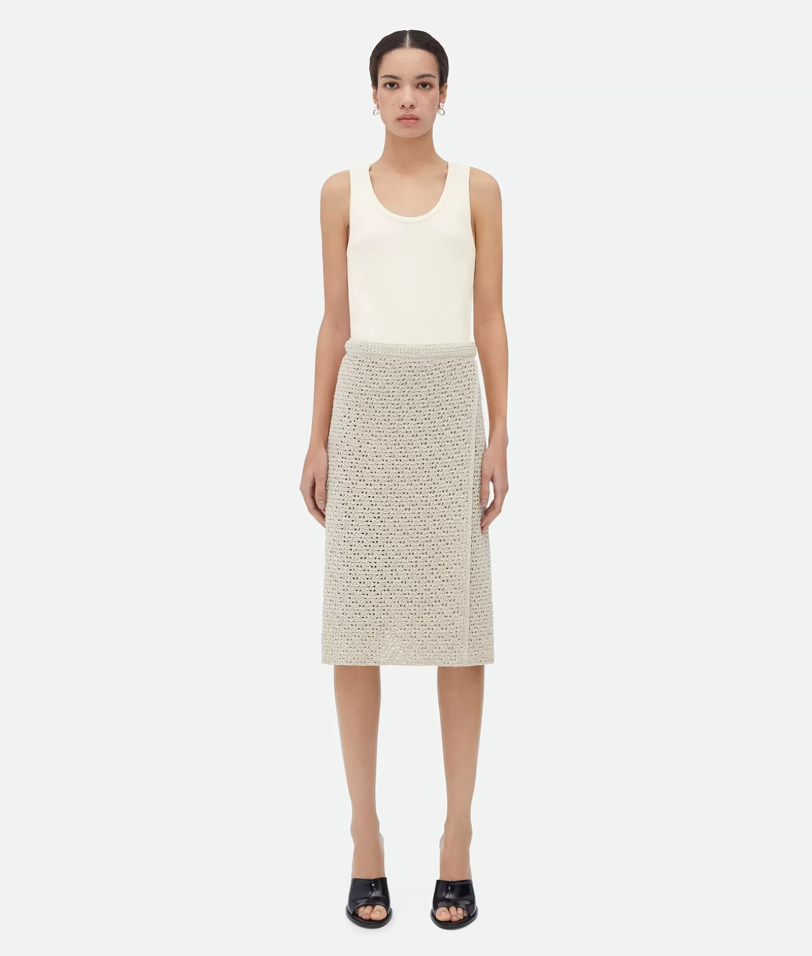 Skirts>Bottega Veneta Cotton Crochet Skirt Bone/cloud