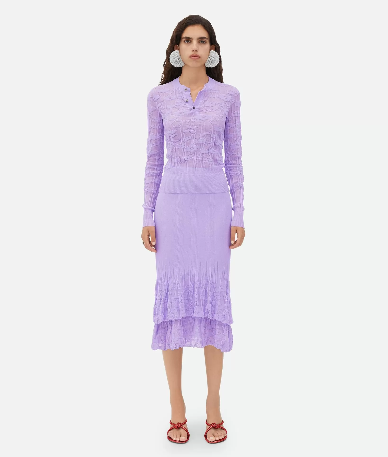 Knitwear>Bottega Veneta Cotton Flowers Jumper Amethyst