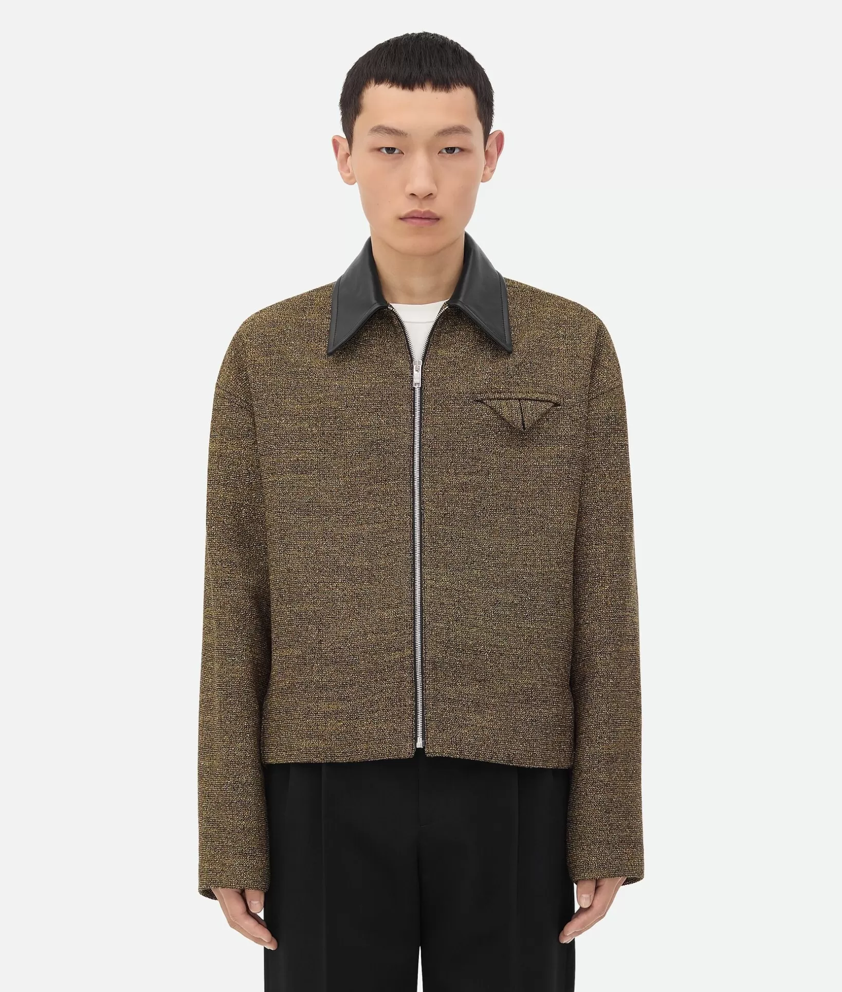 Jackets>Bottega Veneta Cotton Frise Blouson Flax/beige/black