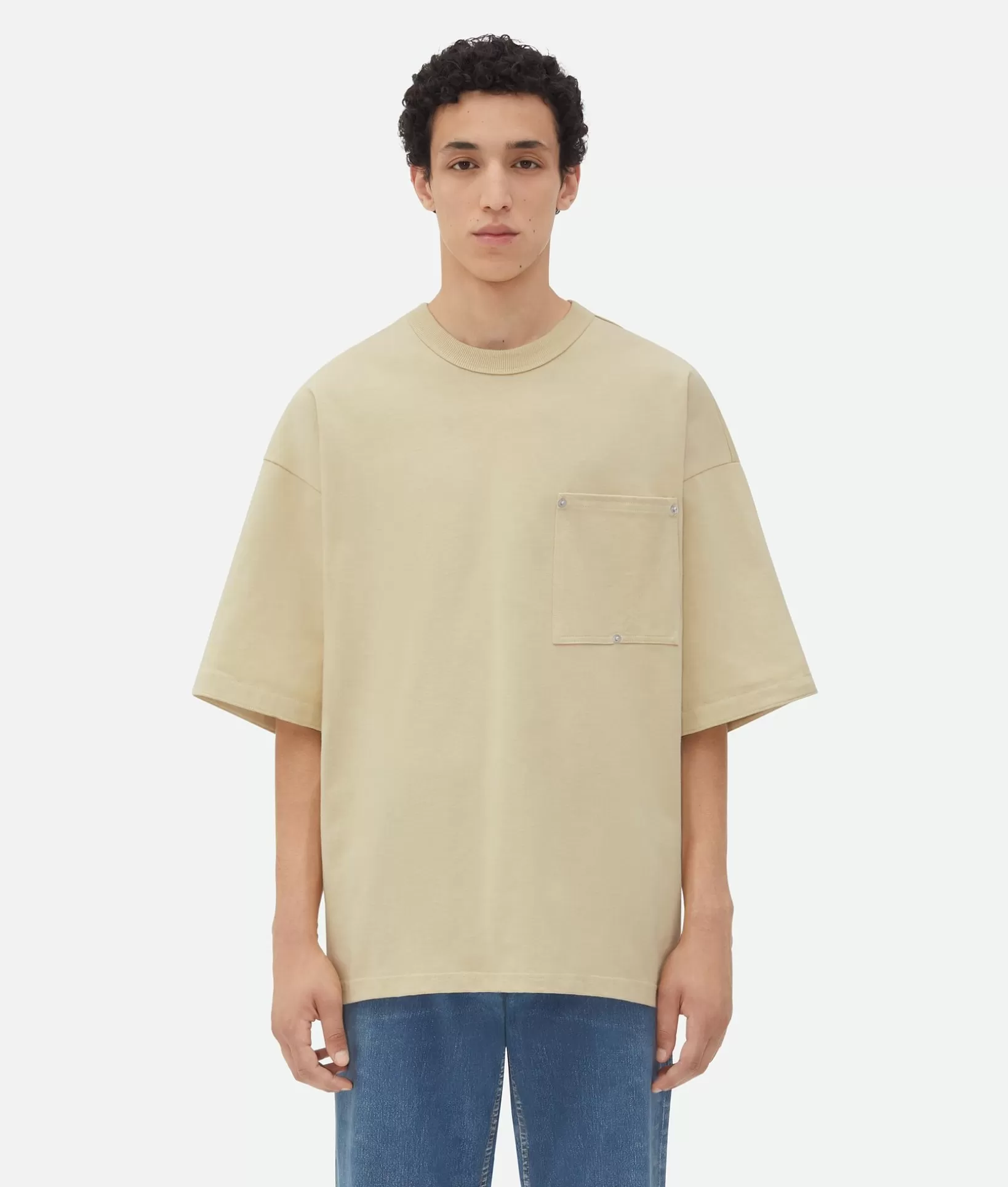 T-Shirts>Bottega Veneta Cotton Jersey T-Shirt Hay