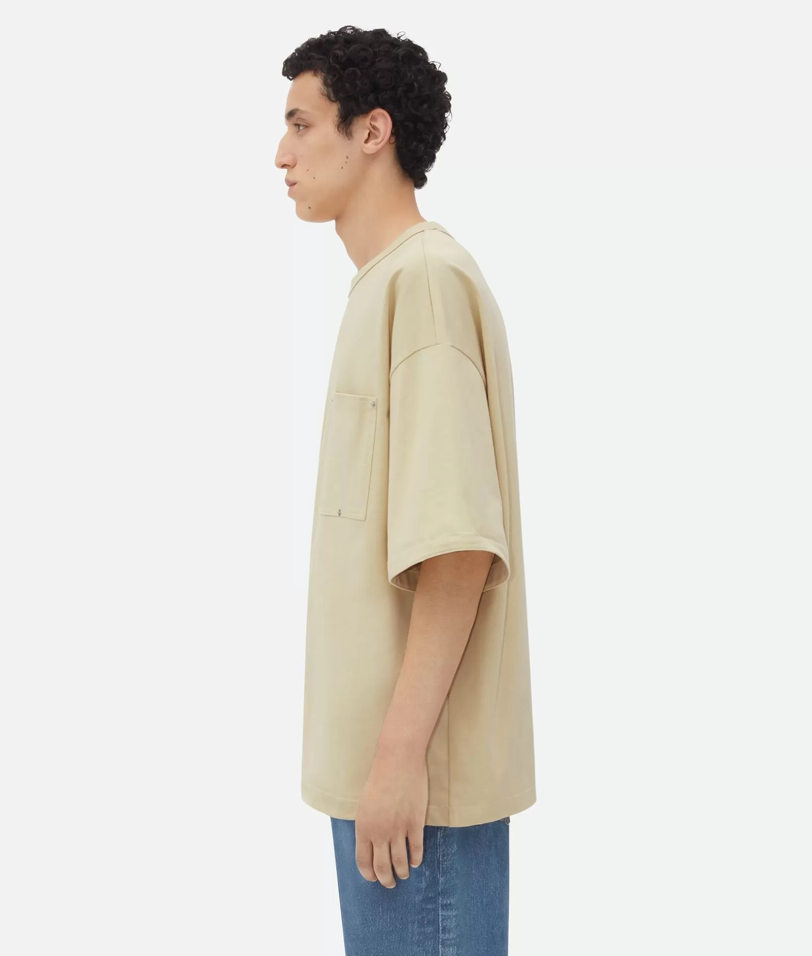 T-Shirts>Bottega Veneta Cotton Jersey T-Shirt Hay