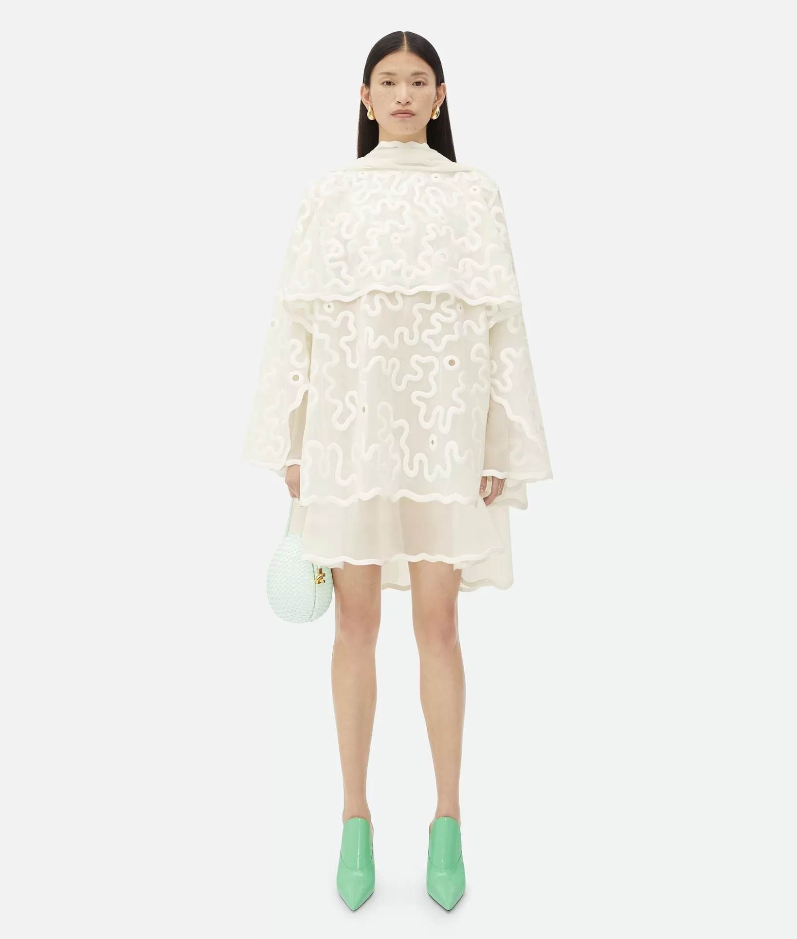 Dresses>Bottega Veneta Cotton Mini Dress Chalk