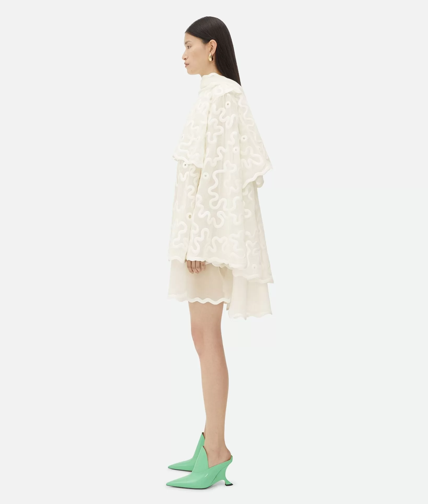 Dresses>Bottega Veneta Cotton Mini Dress Chalk