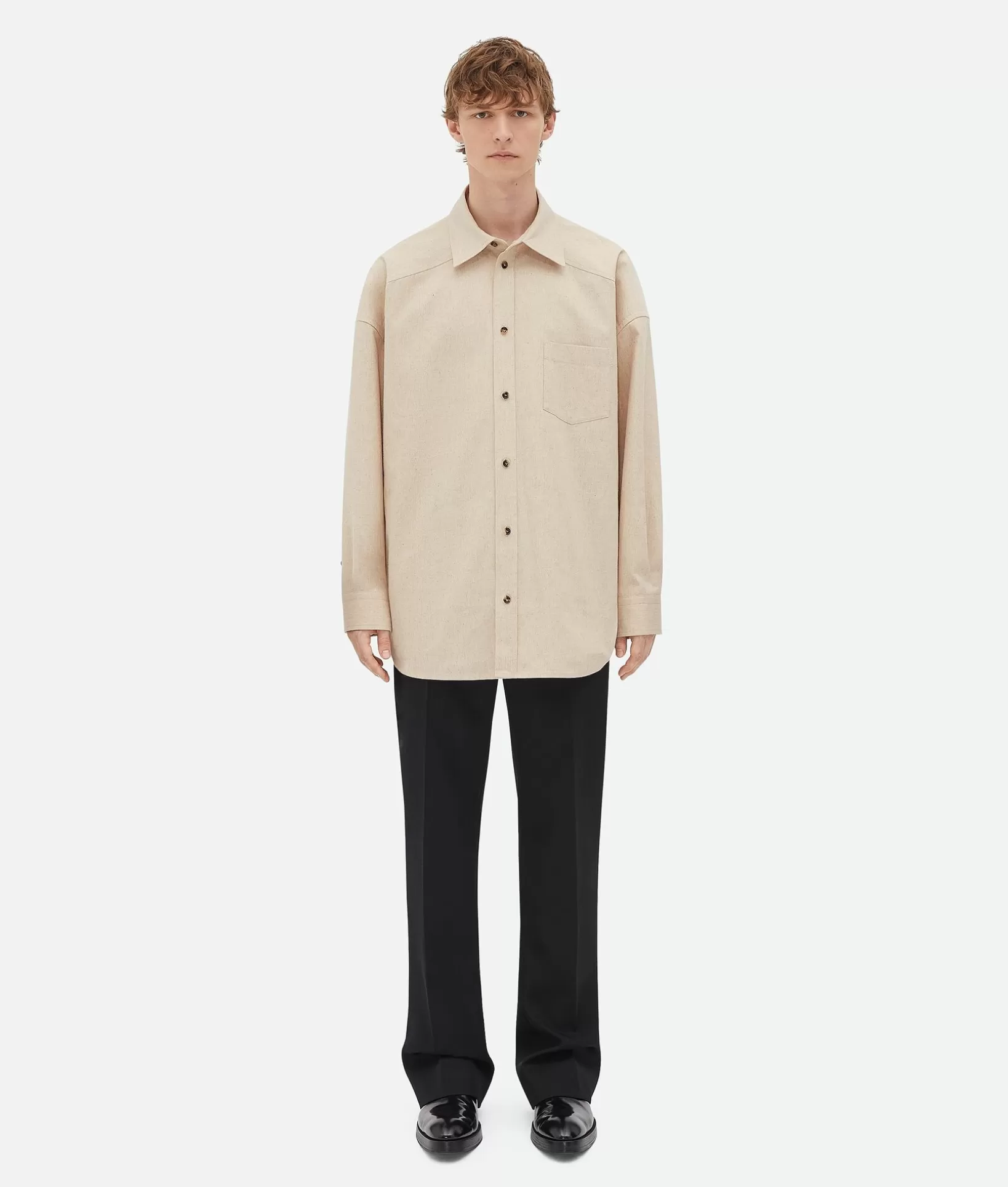 Shirts>Bottega Veneta Cotton Poplin Shirt Beige