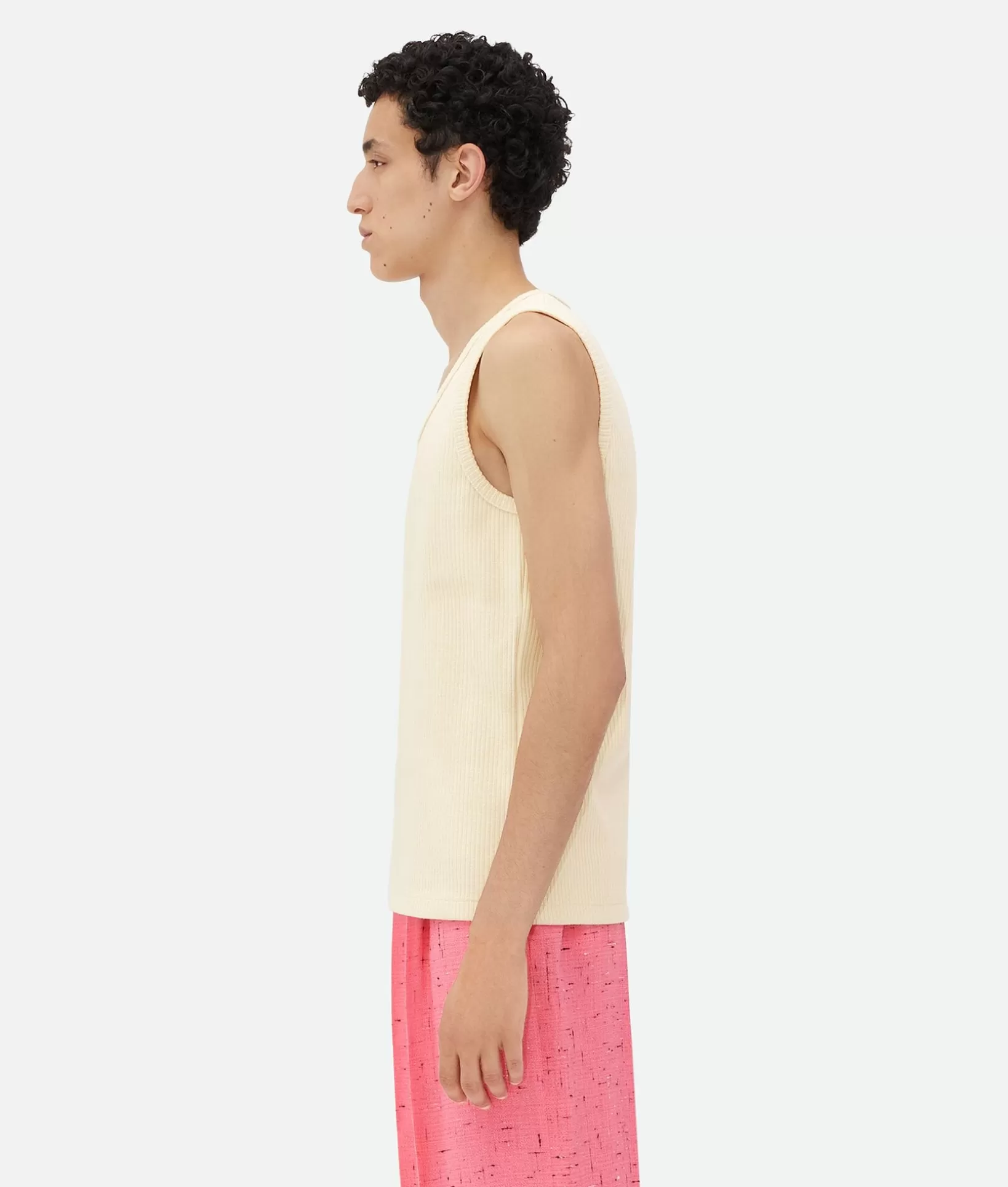 T-Shirts>Bottega Veneta Cotton Rib Tank Top With Label Soap