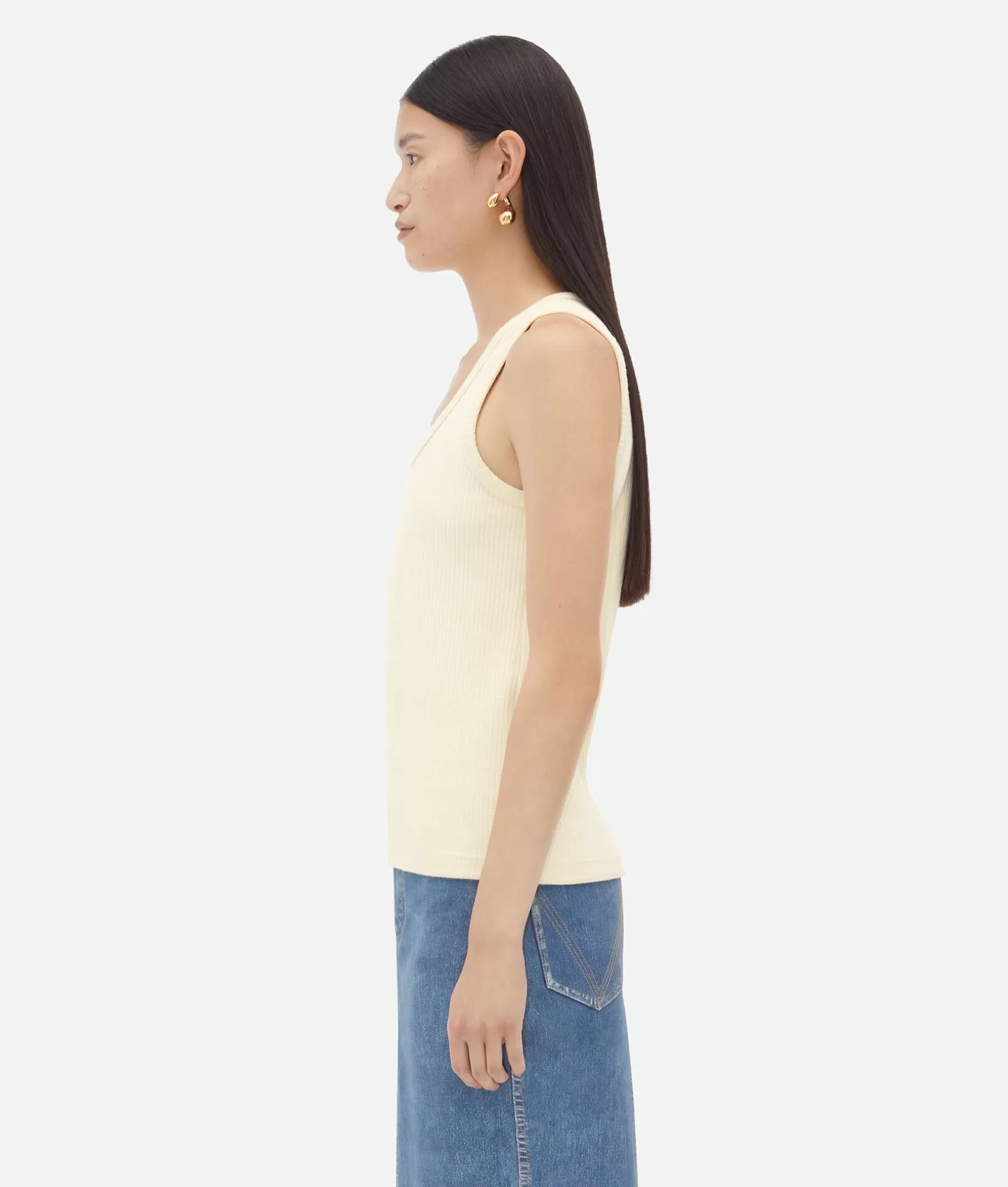 Tops And T-Shirts>Bottega Veneta Cotton Rib Tank Top With Label Soap