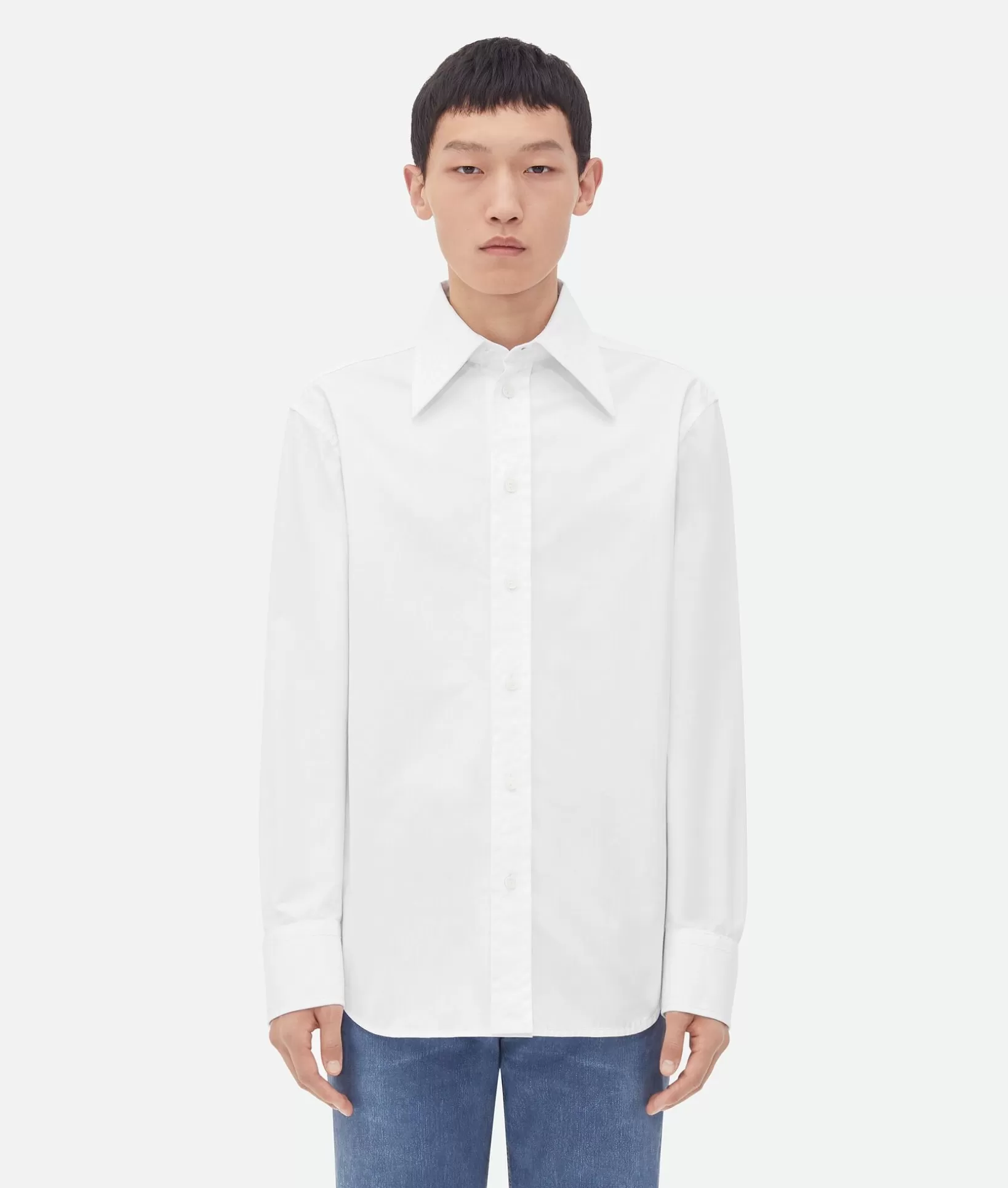 Shirts>Bottega Veneta Cotton Shirt With Top Stitching White