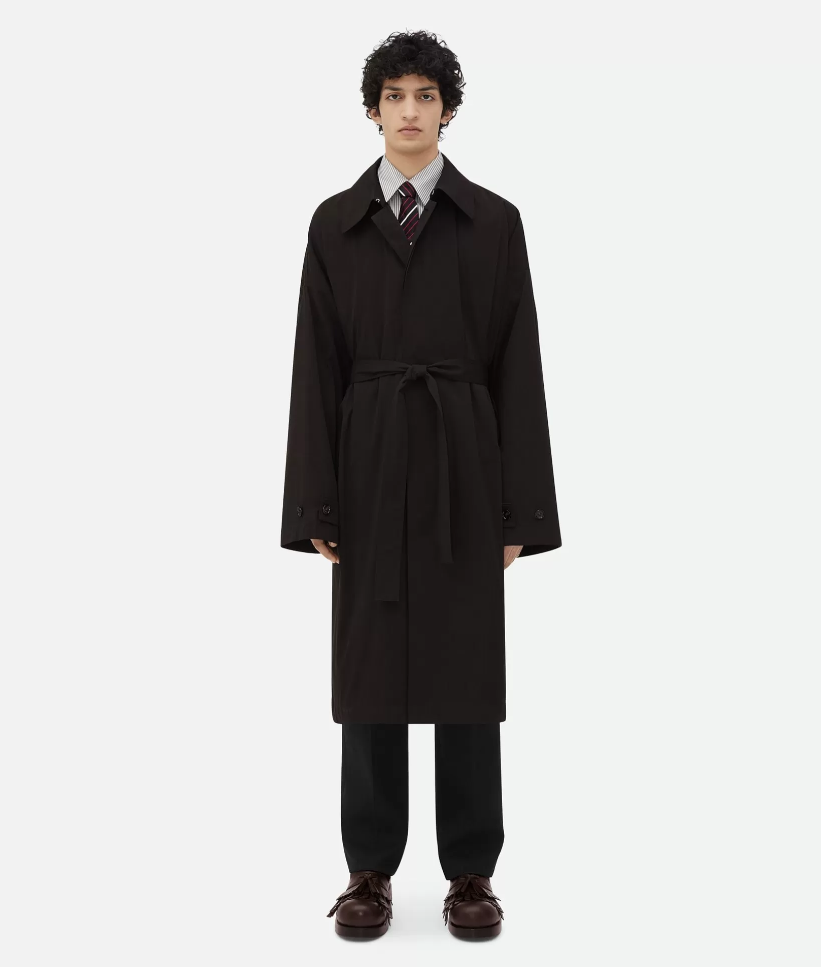 Coats>Bottega Veneta Cotton Silk Parka With Check Lining Off black