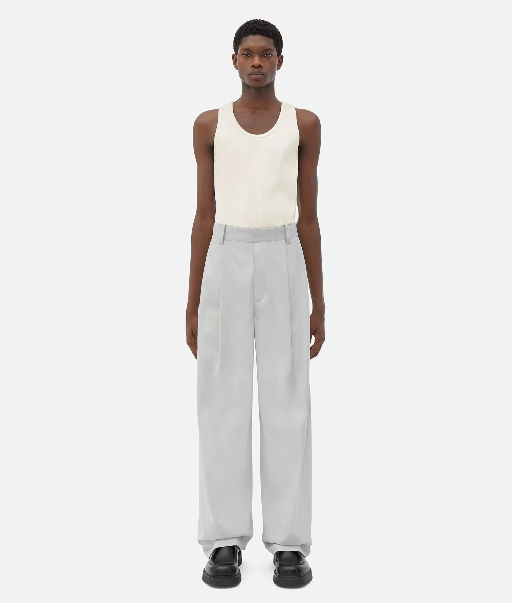 Trousers And Shorts>Bottega Veneta Cotton Silk Trousers Cloud