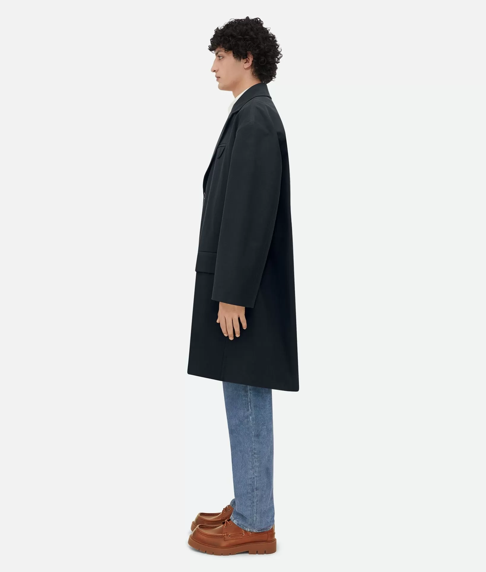 Coats>Bottega Veneta Cotton Twill Coat Dark night