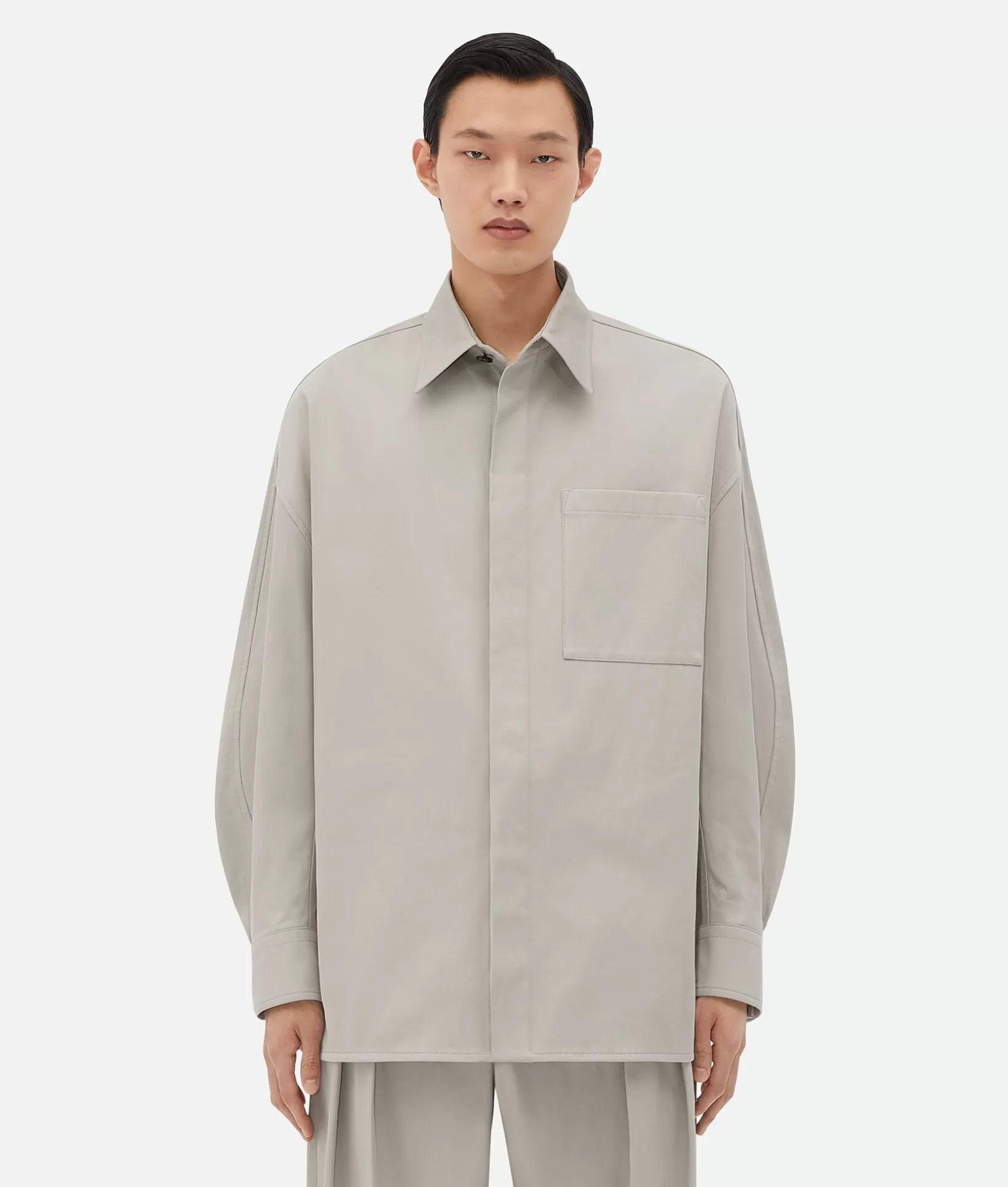 Shirts>Bottega Veneta Cotton Twill Overshirt Agate grey