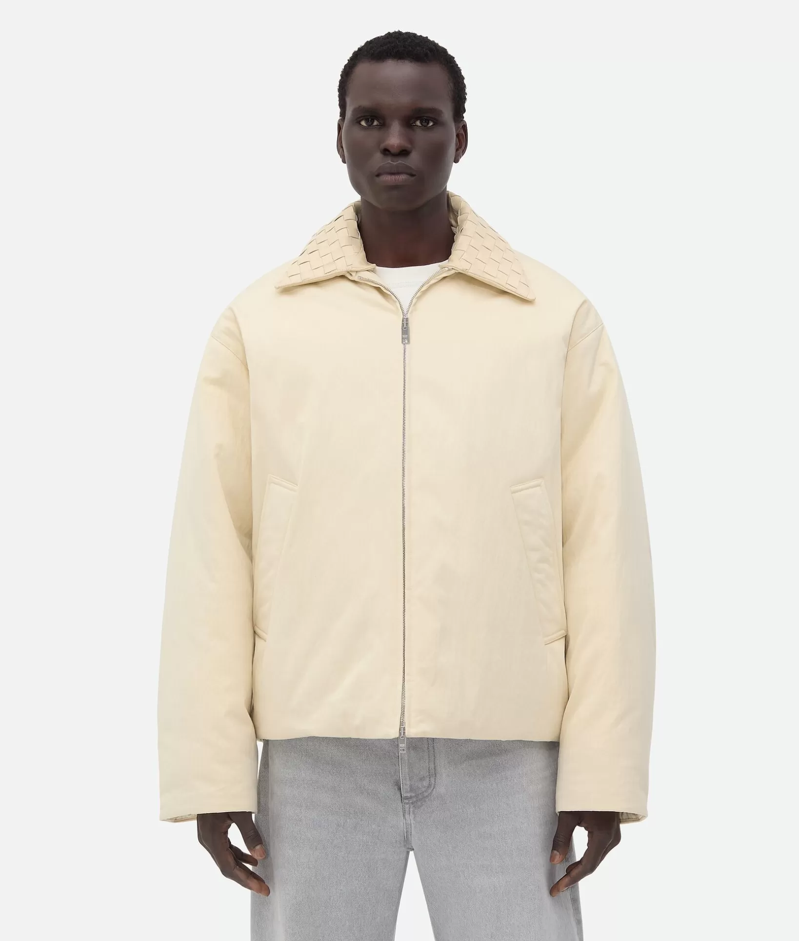 Jackets>Bottega Veneta Cotton Twill Puffer Jacket Sea salt