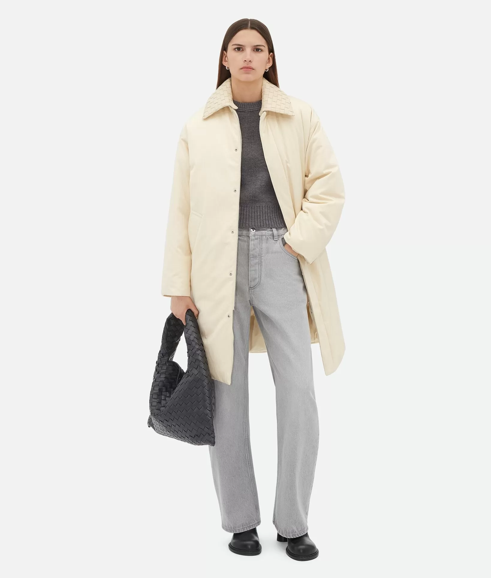 Jackets>Bottega Veneta Cotton Twill Puffer Jacket Sea salt