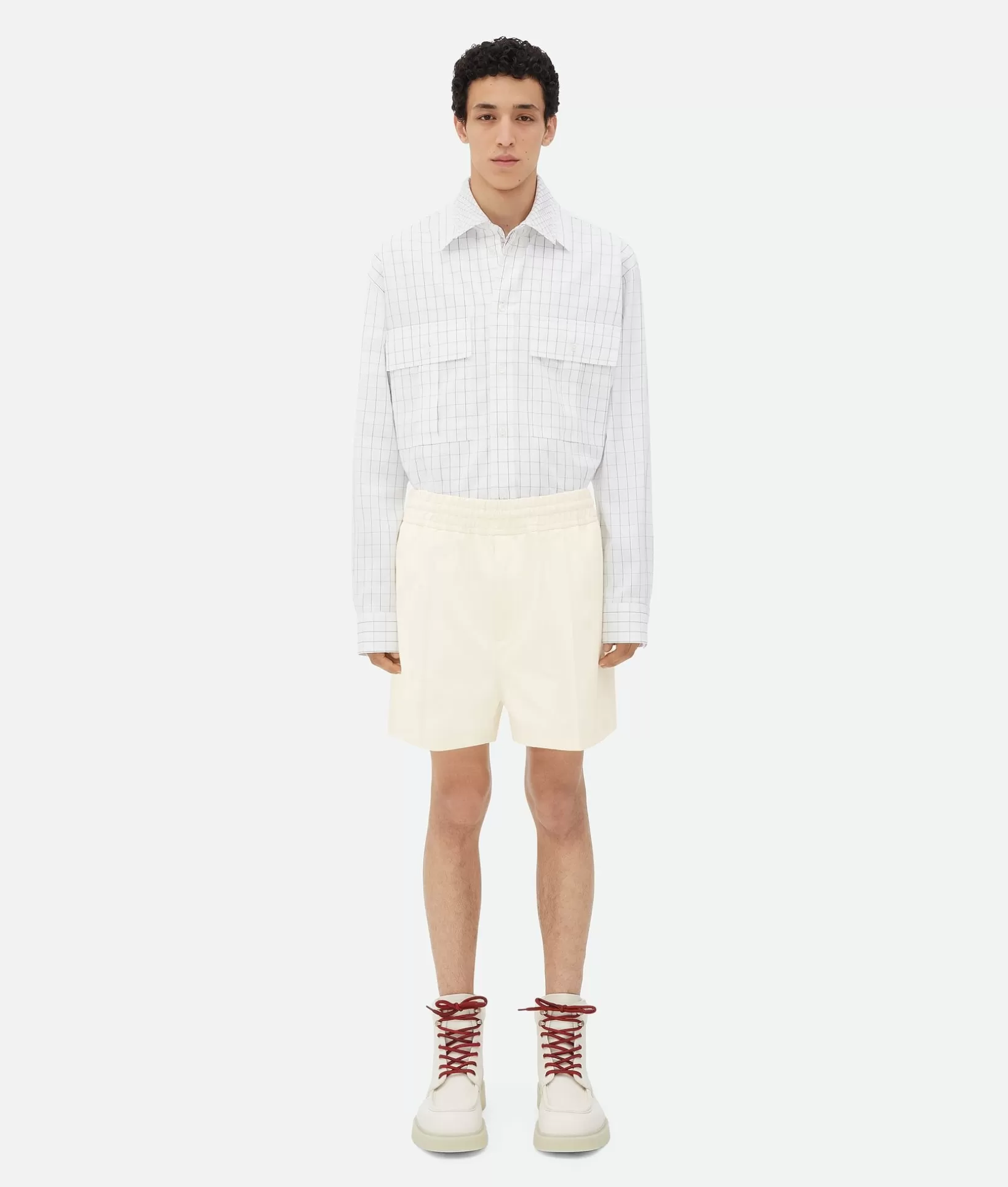 Trousers And Shorts>Bottega Veneta Cotton Twill Shorts Dove