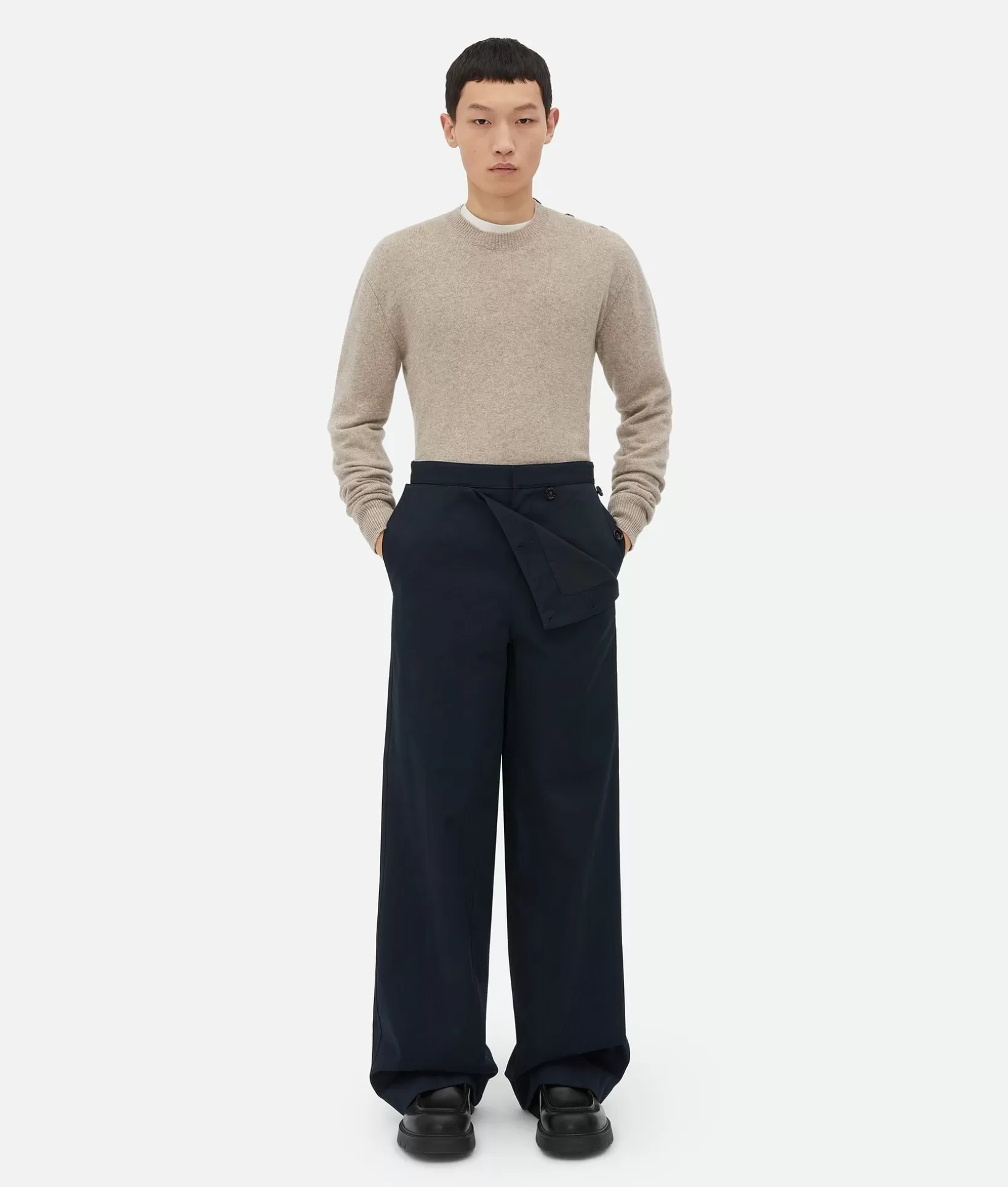 Trousers And Shorts>Bottega Veneta Cotton Twill Trousers Midnight blue