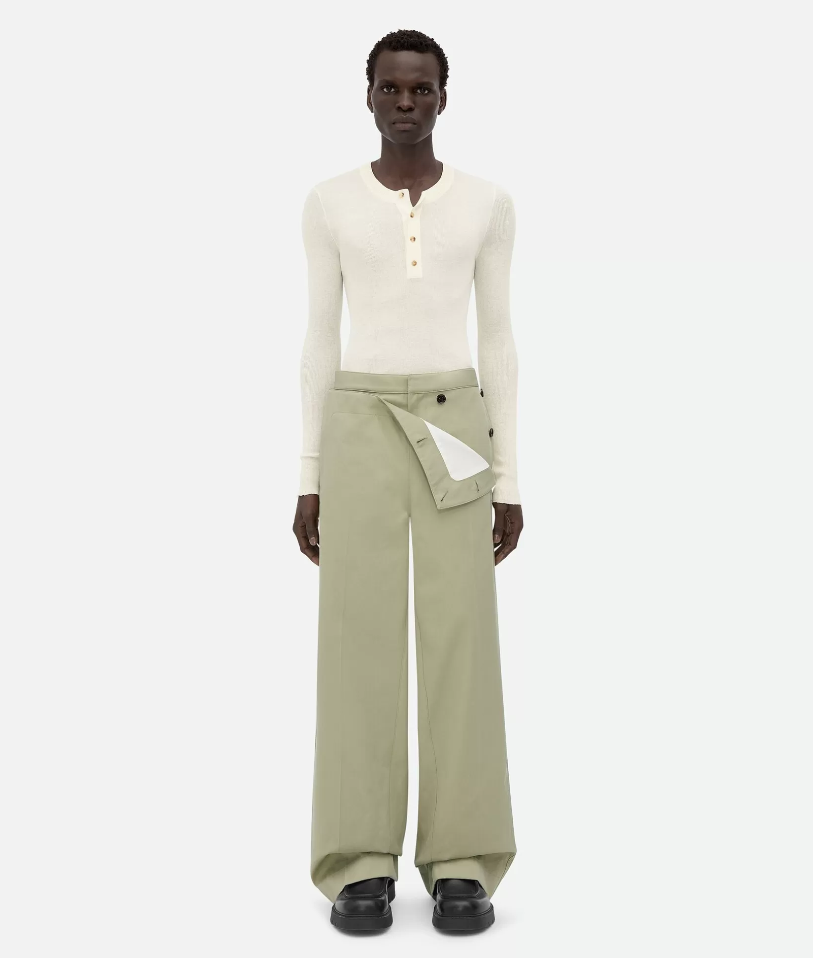 Trousers And Shorts>Bottega Veneta Cotton Twill Trousers Travertine