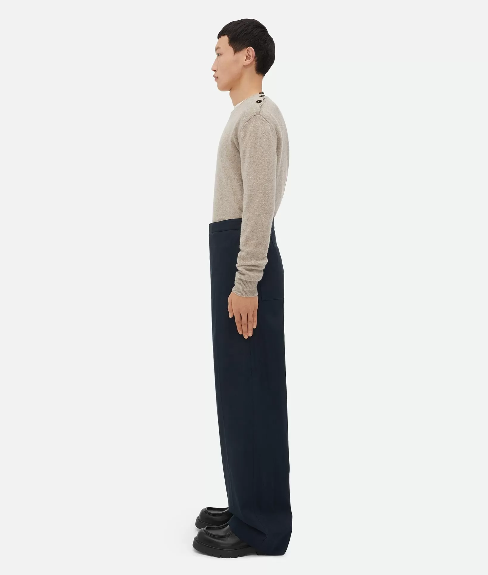 Trousers And Shorts>Bottega Veneta Cotton Twill Trousers Midnight blue