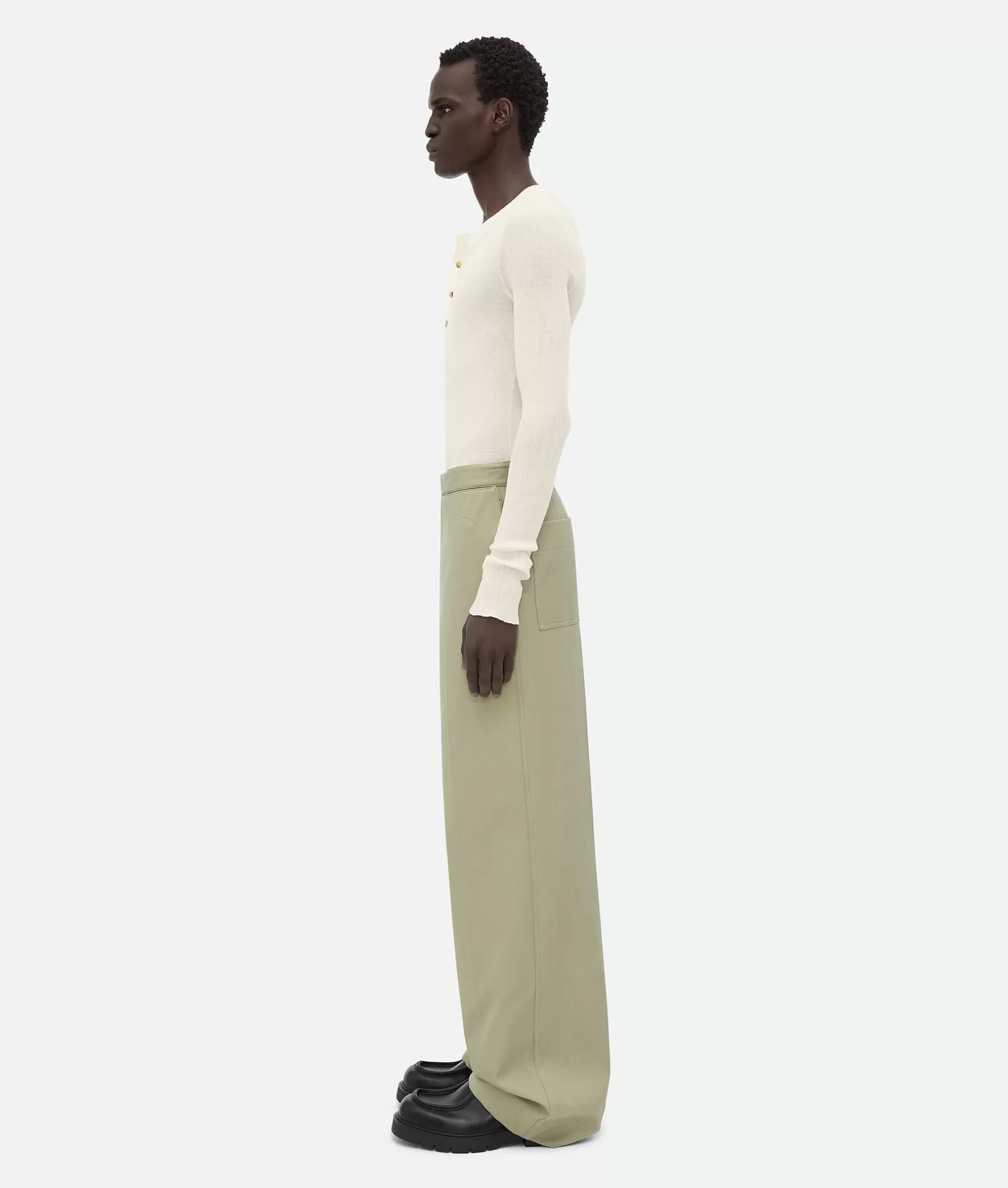 Trousers And Shorts>Bottega Veneta Cotton Twill Trousers Travertine