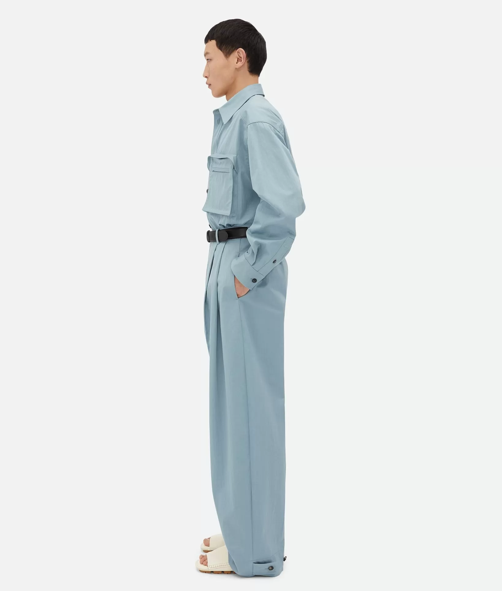 Trousers And Shorts>Bottega Veneta Cotton Twill Trousers Steel blue