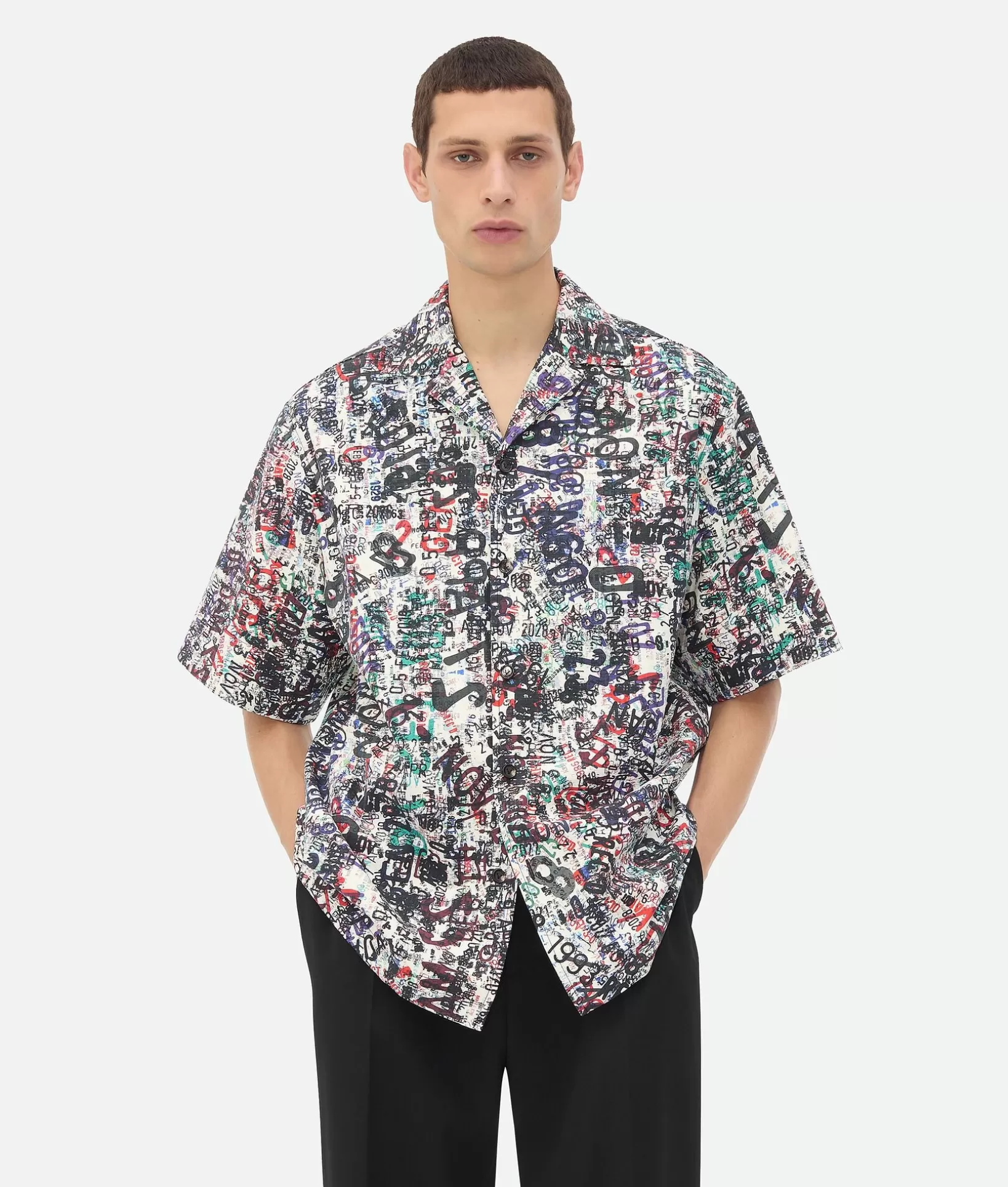 Shirts>Bottega Veneta Cotton Wool Memory Print Shirt Chalk/multicolour