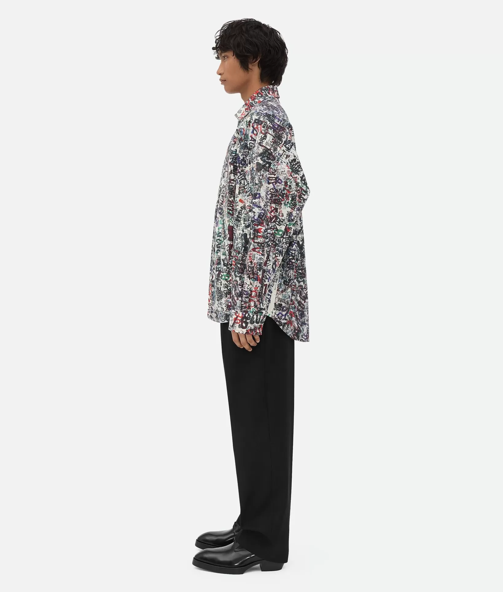 Shirts>Bottega Veneta Cotton Wool Memory Print Shirt Chalk/multicolour