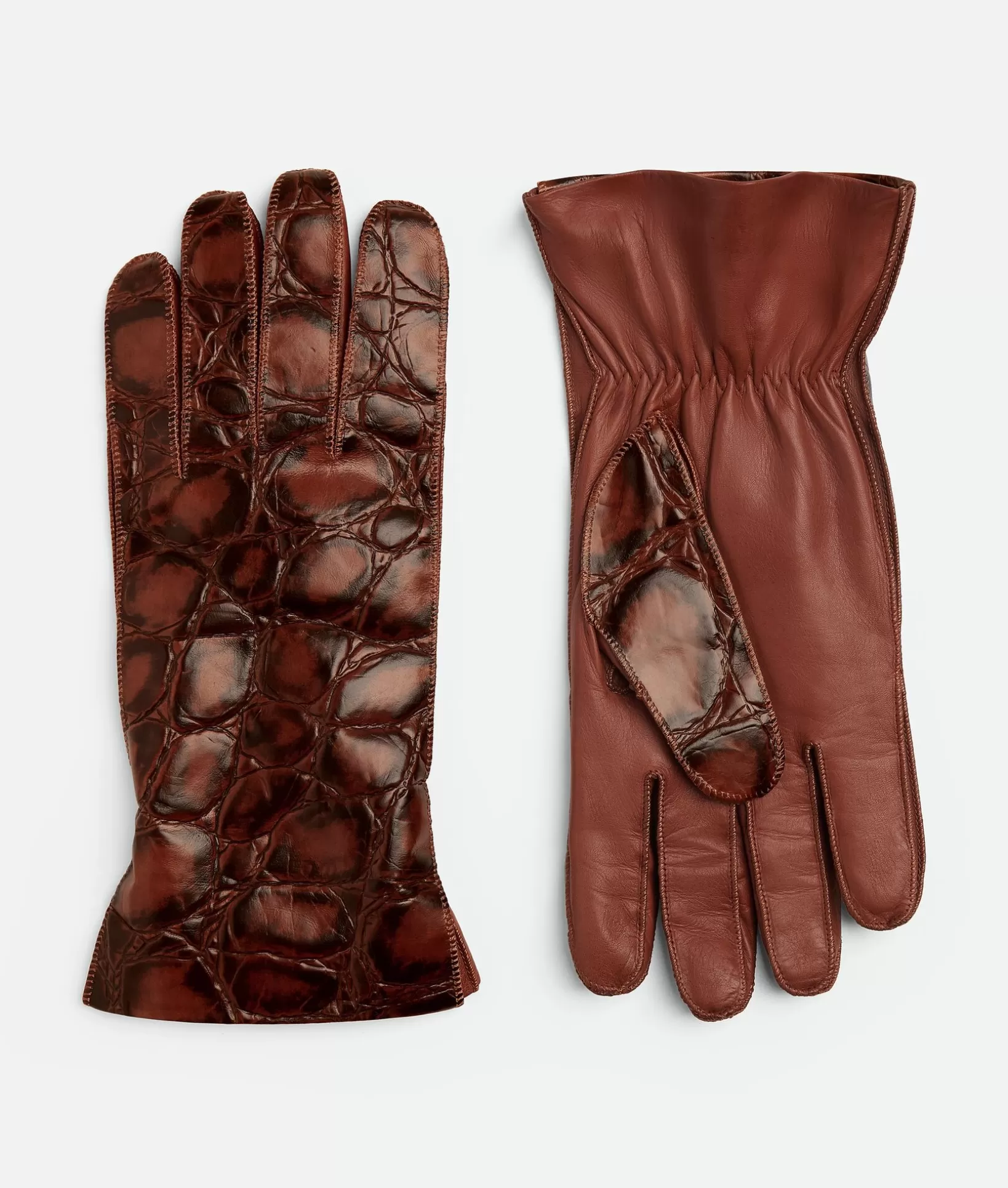 Gloves>Bottega Veneta Crocodile-Effect Leather Gloves Barrel