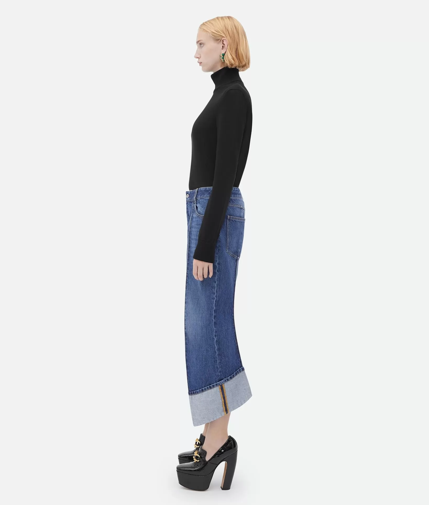 Trousers And Shorts | Denim>Bottega Veneta Curved Shape Denim Mid blue