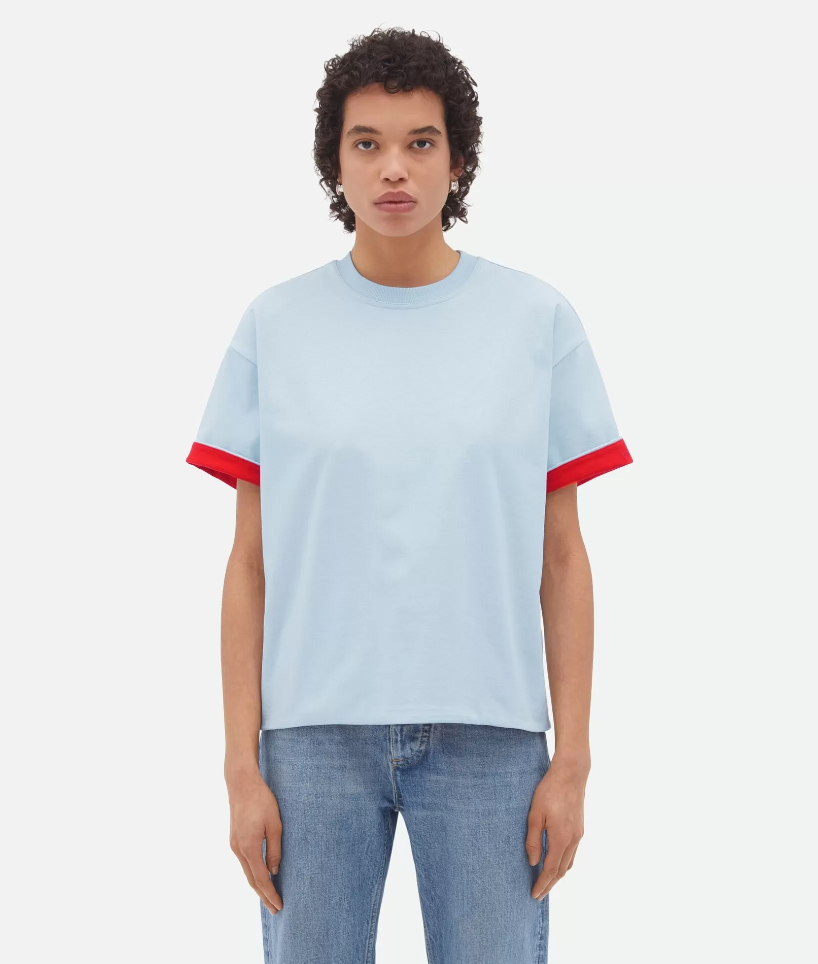 Tops And T-Shirts>Bottega Veneta Double Layer Cotton T-Shirt Bubble/tulip