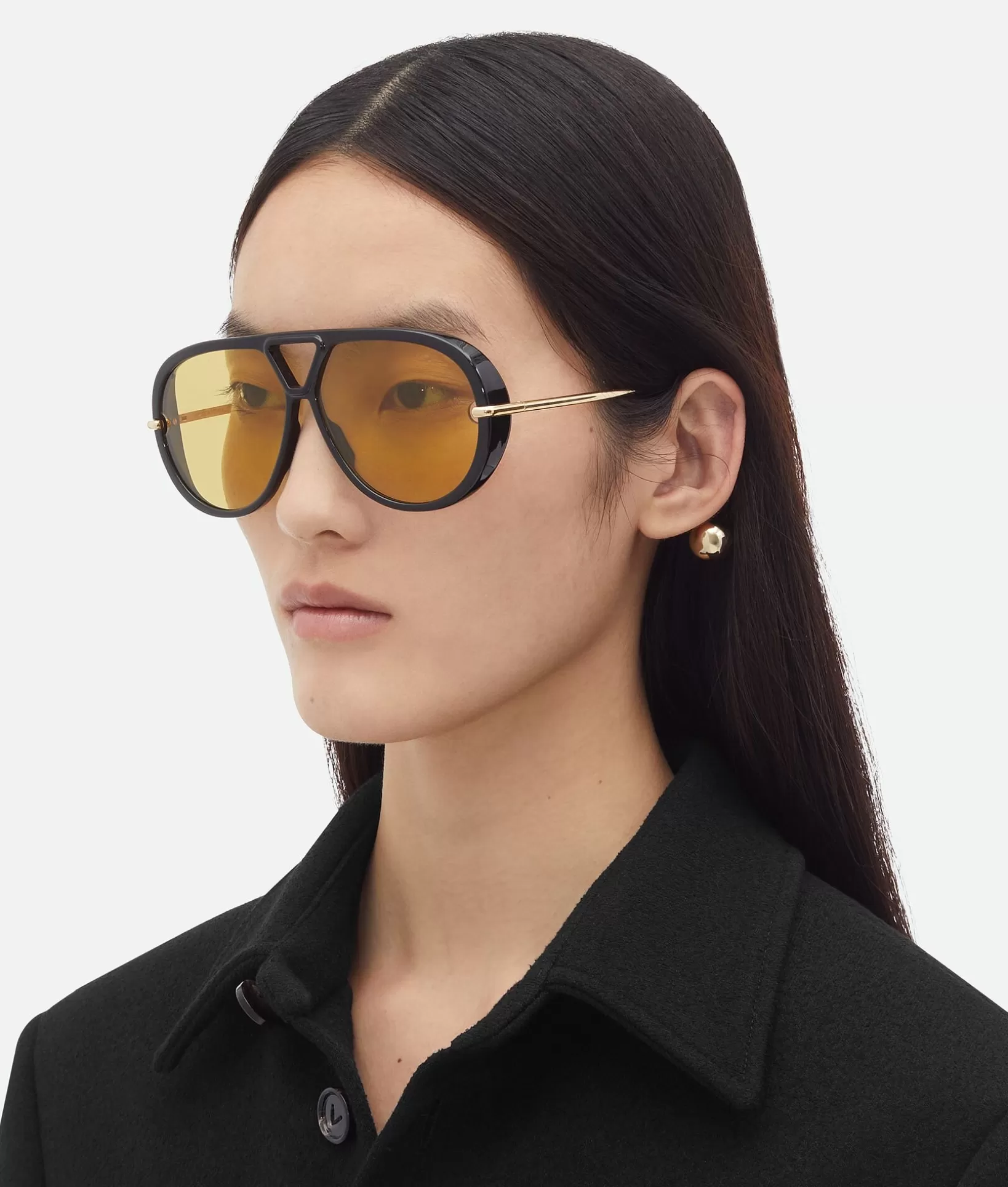 Sunglasses | Sunglasses>Bottega Veneta Drop Aviator Sunglasses Black/yellow