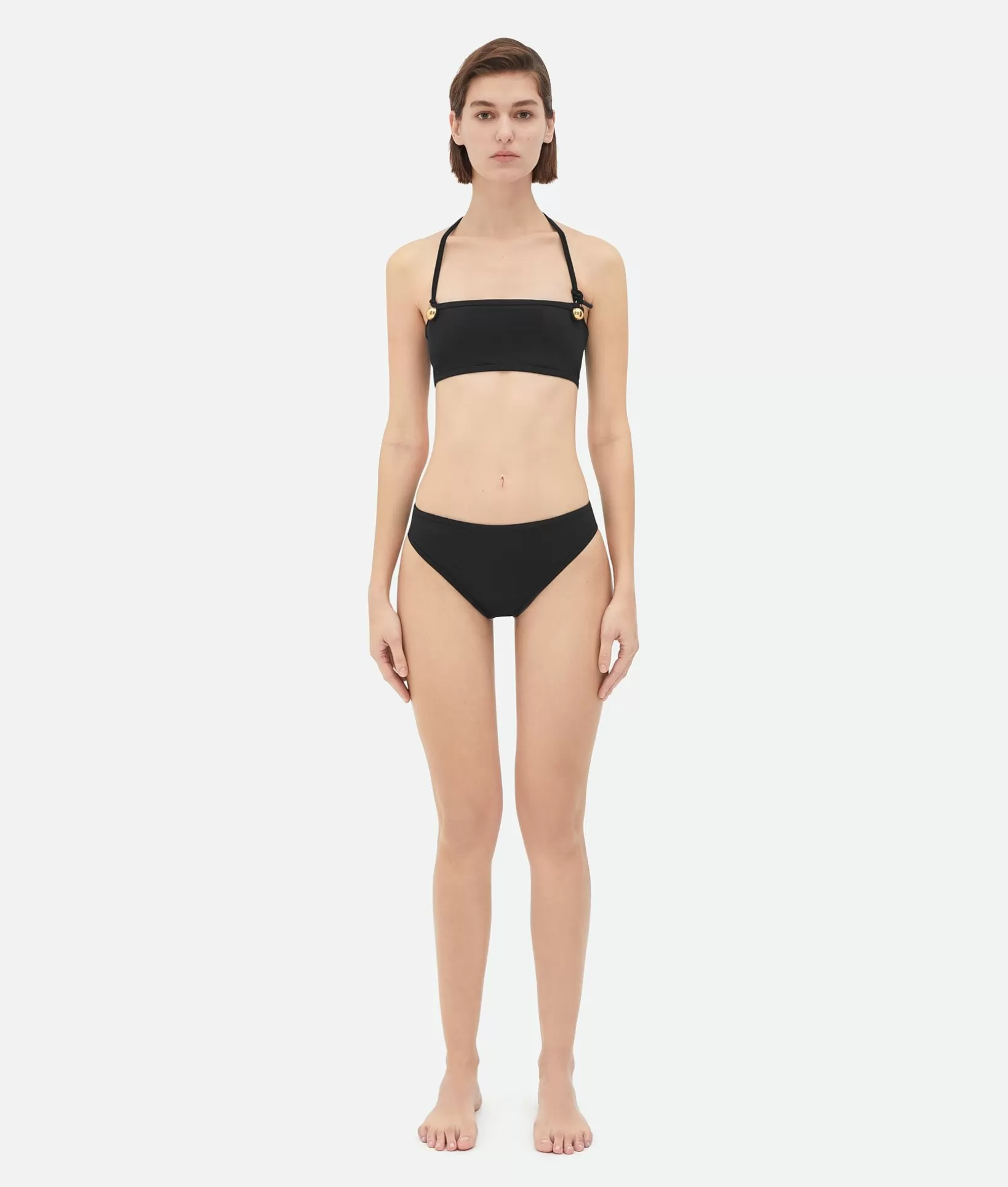 Swimwear>Bottega Veneta Drop Stretch Nylon Bikini Black