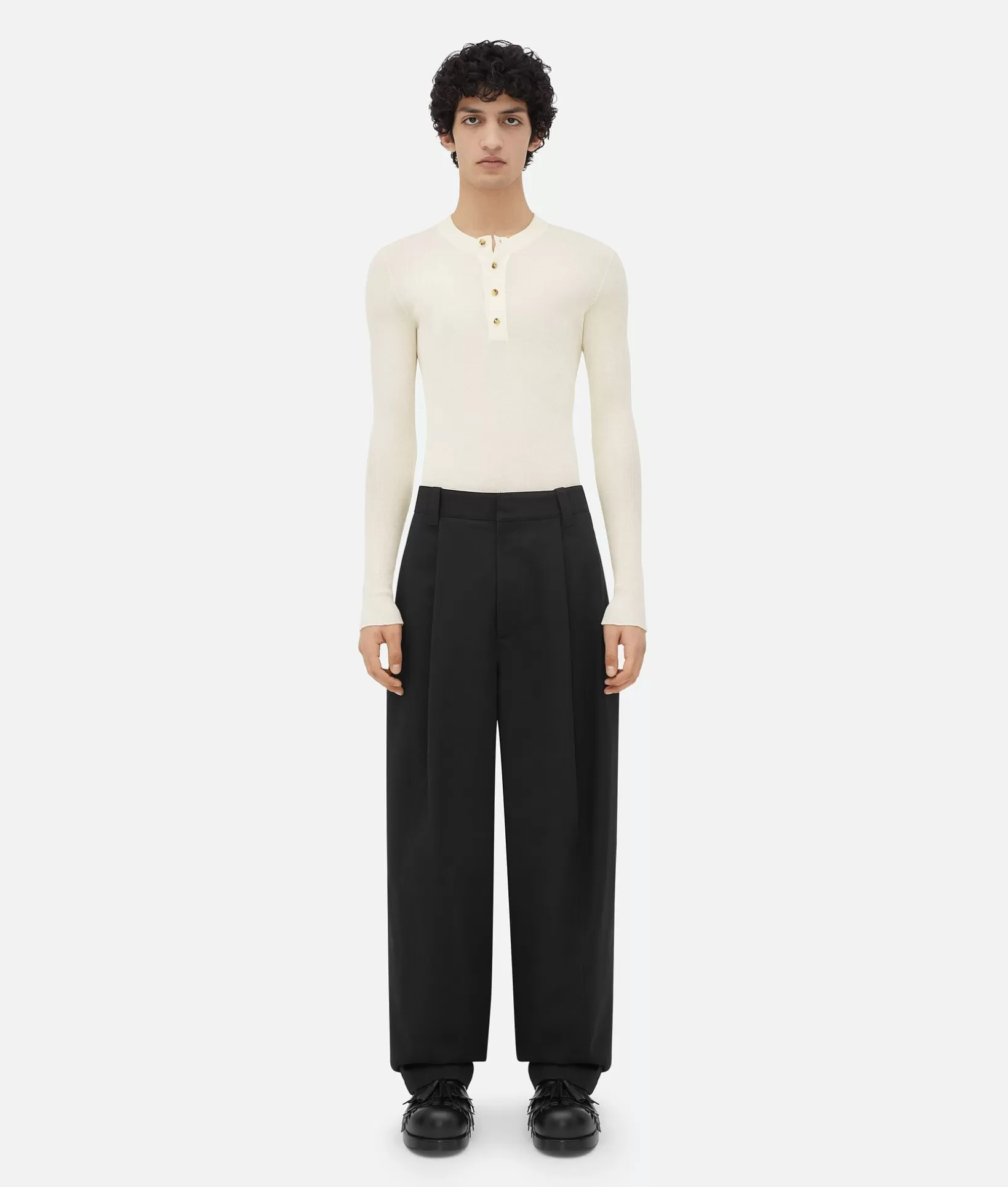 Trousers And Shorts>Bottega Veneta Dry Mouline Wool Trousers Fondant/camping