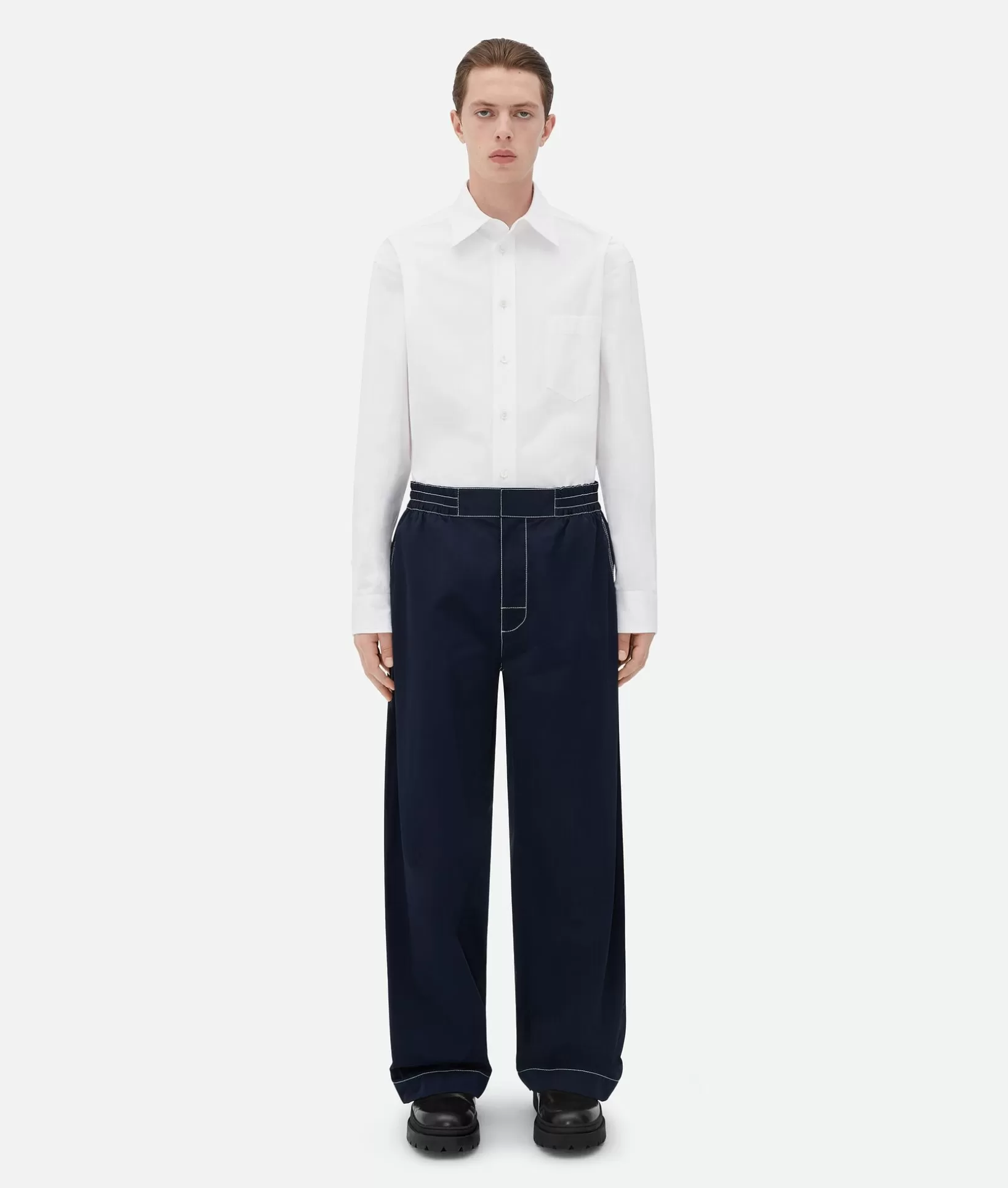 Trousers And Shorts>Bottega Veneta Elasticated Tech Nylon Trousers Navy