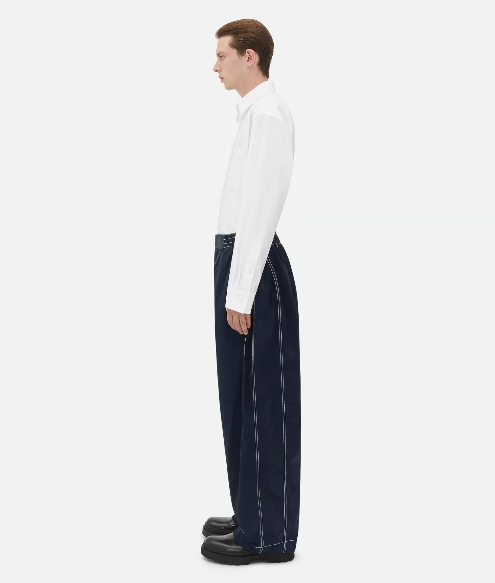 Trousers And Shorts>Bottega Veneta Elasticated Tech Nylon Trousers Navy