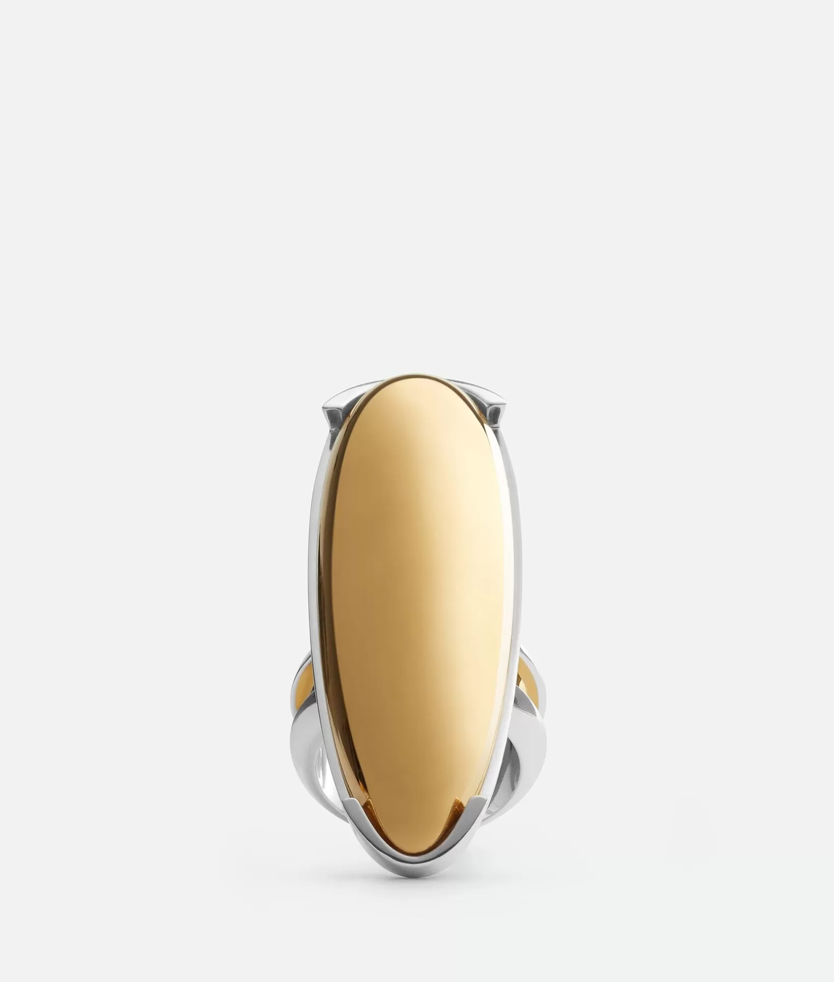 Rings>Bottega Veneta Ellipse Large Ring Silver/yellow gold