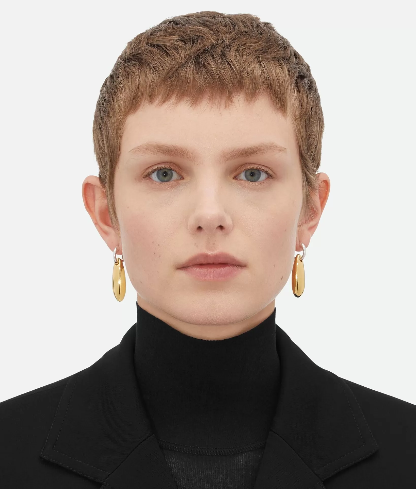 Earrings>Bottega Veneta Ellipse Small Earrings Silver/yellow gold