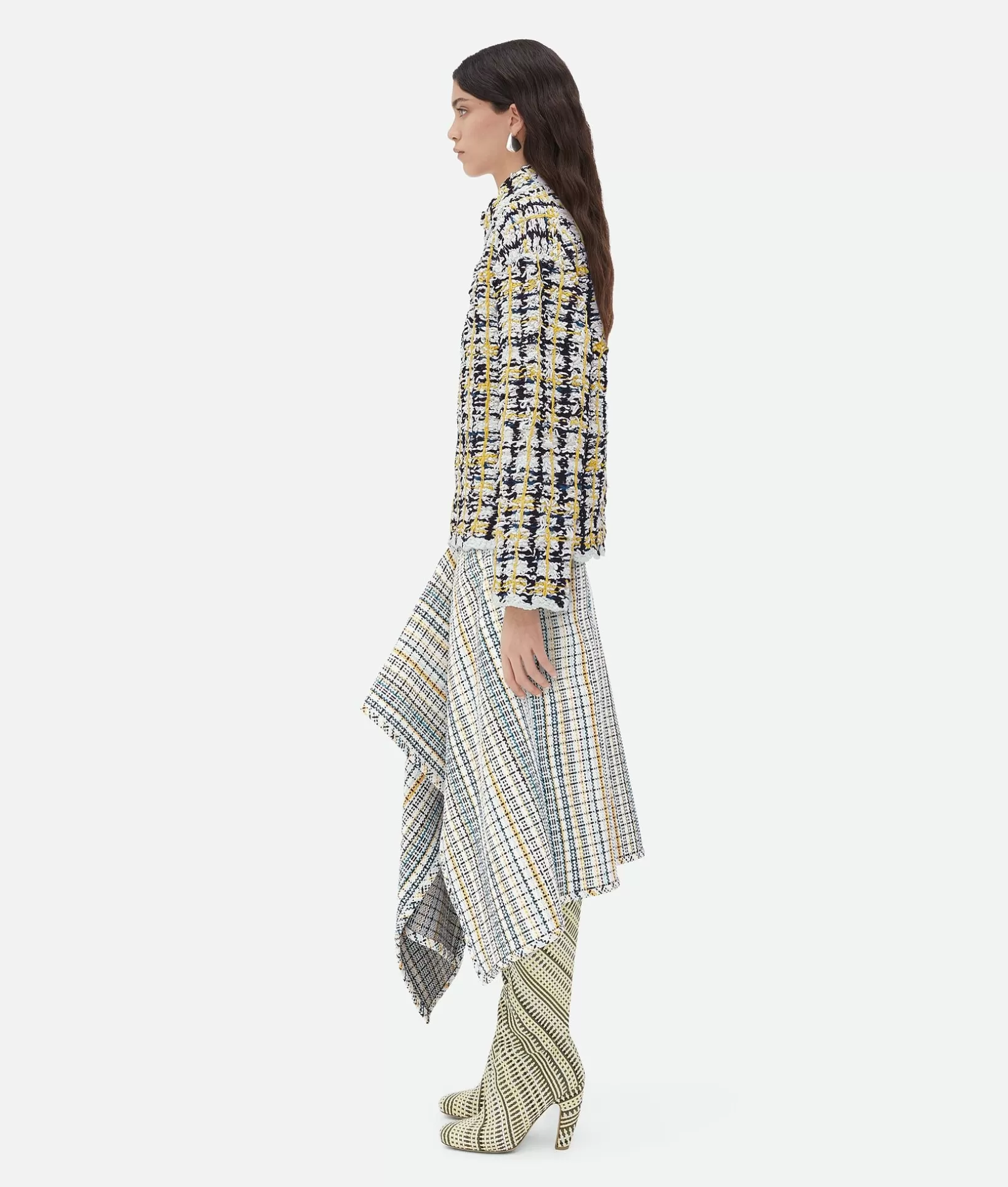 Knitwear>Bottega Veneta Embroidered Cotton Check Jumper Glacier